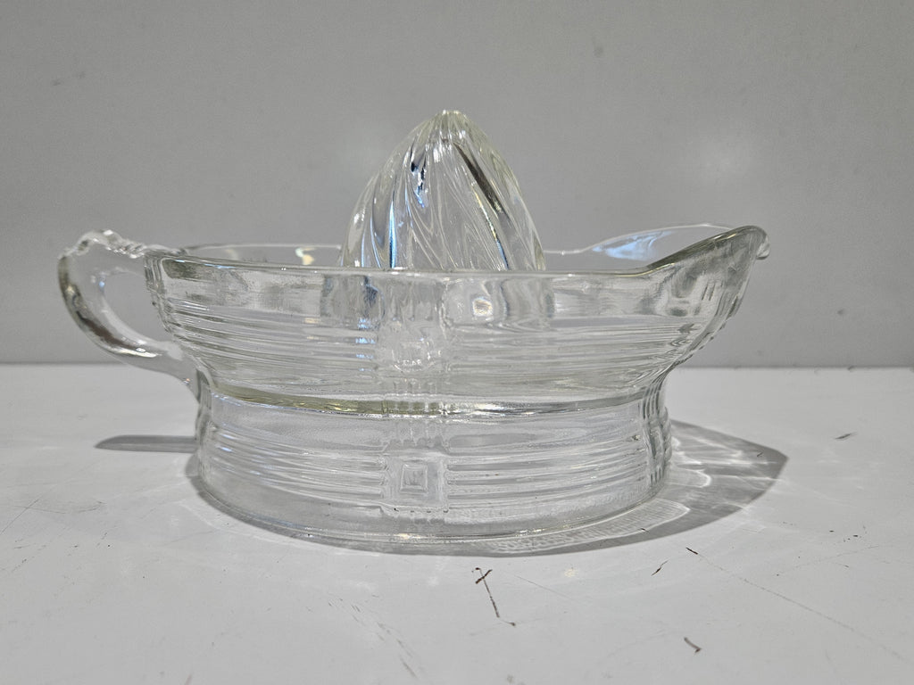 Vintage Clear Glass Manual Citrus Juicer Reamer Depression Style Lemon Lime Squeezer