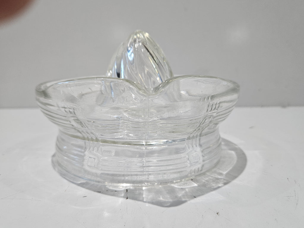 Vintage Clear Glass Manual Citrus Juicer Reamer Depression Style Lemon Lime Squeezer
