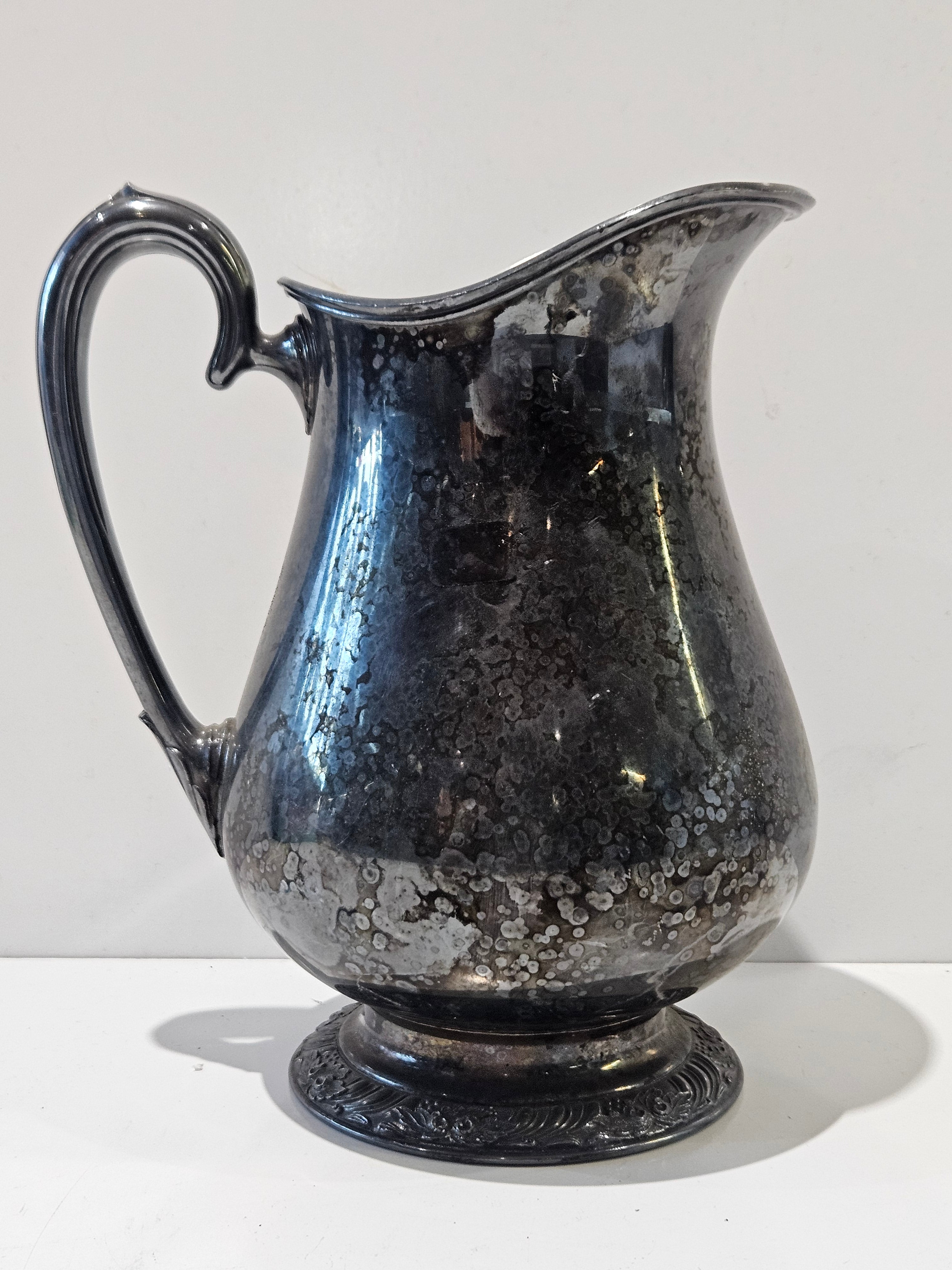 Vintage Silverplate Water Pitcher Ornate Pedestal Serving Pitcher Floral Base Décor