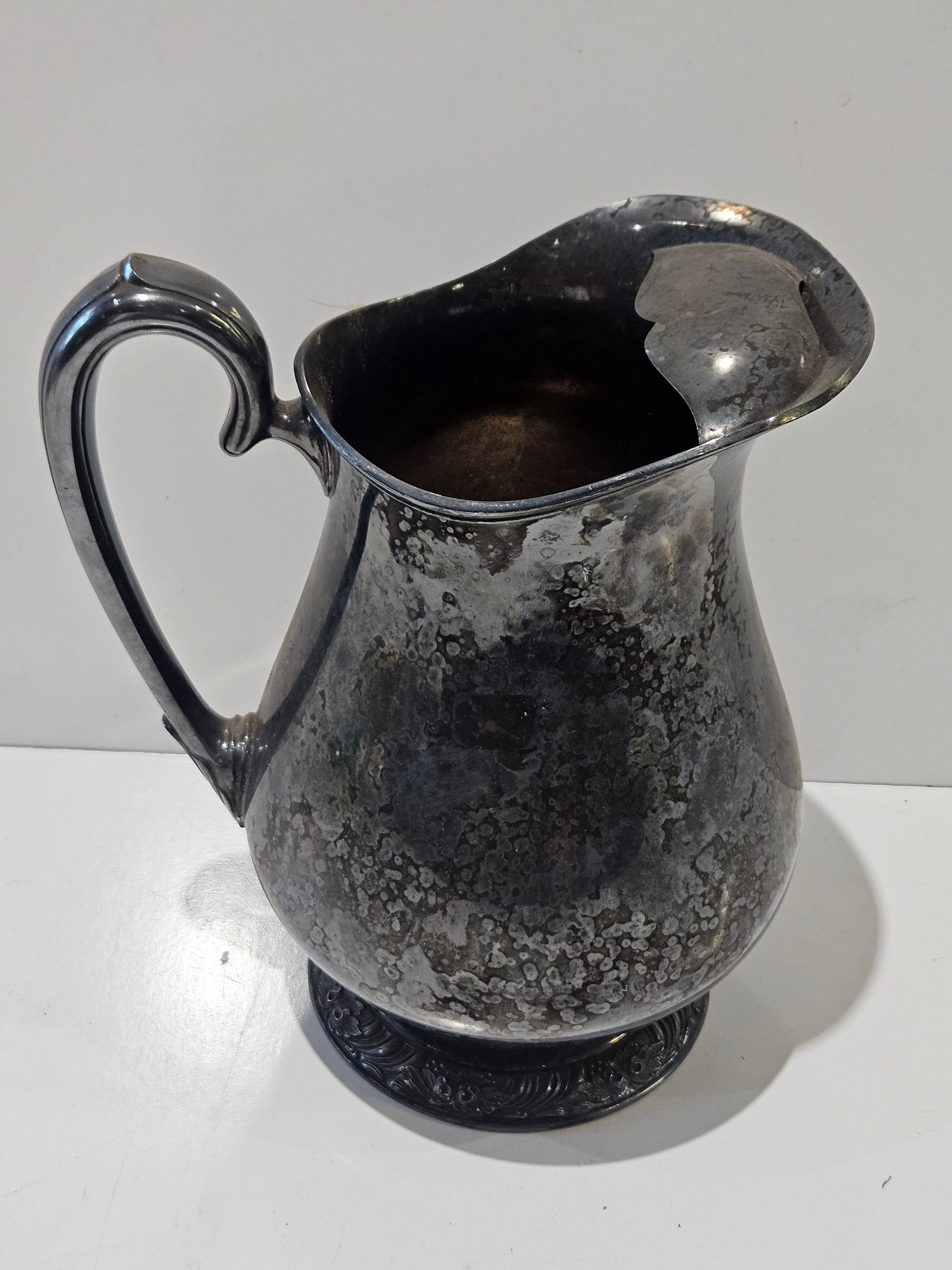 Vintage Silverplate Water Pitcher Ornate Pedestal Serving Pitcher Floral Base Décor