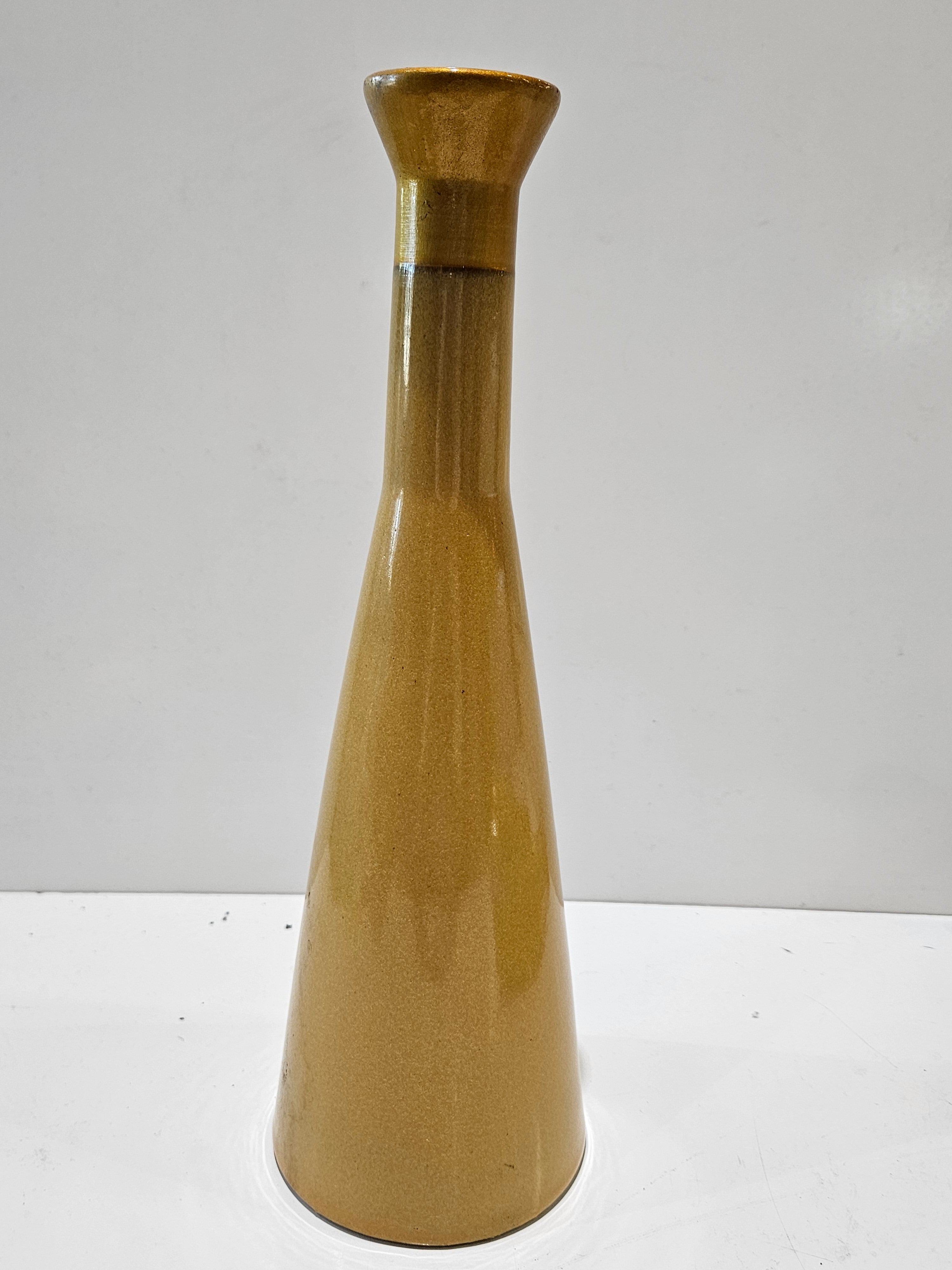 Juniper + Ivory Tall Ceramic Candle Holder Gold Glaze Decorative Candlestick Vase