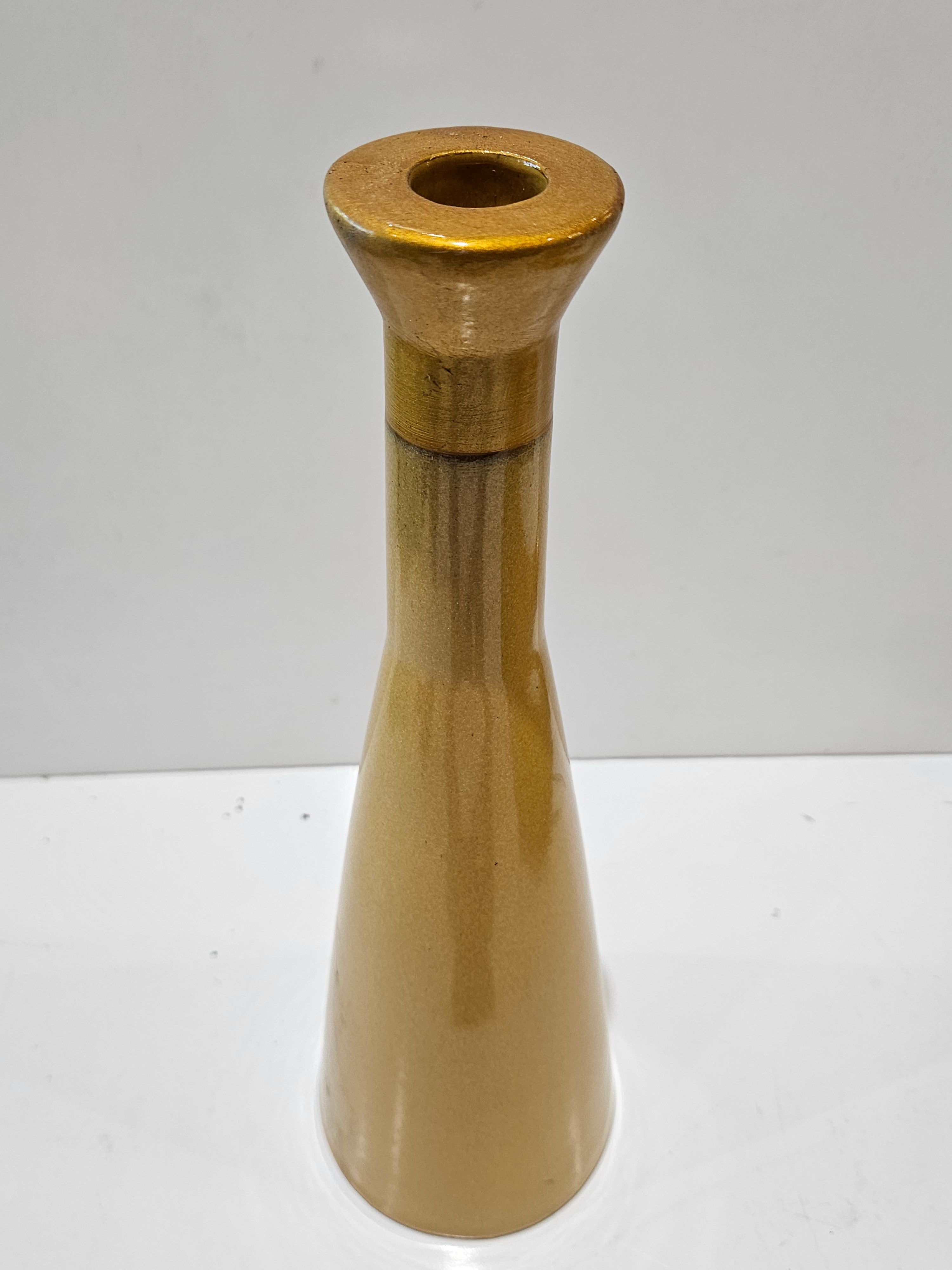 Juniper + Ivory Tall Ceramic Candle Holder Gold Glaze Decorative Candlestick Vase