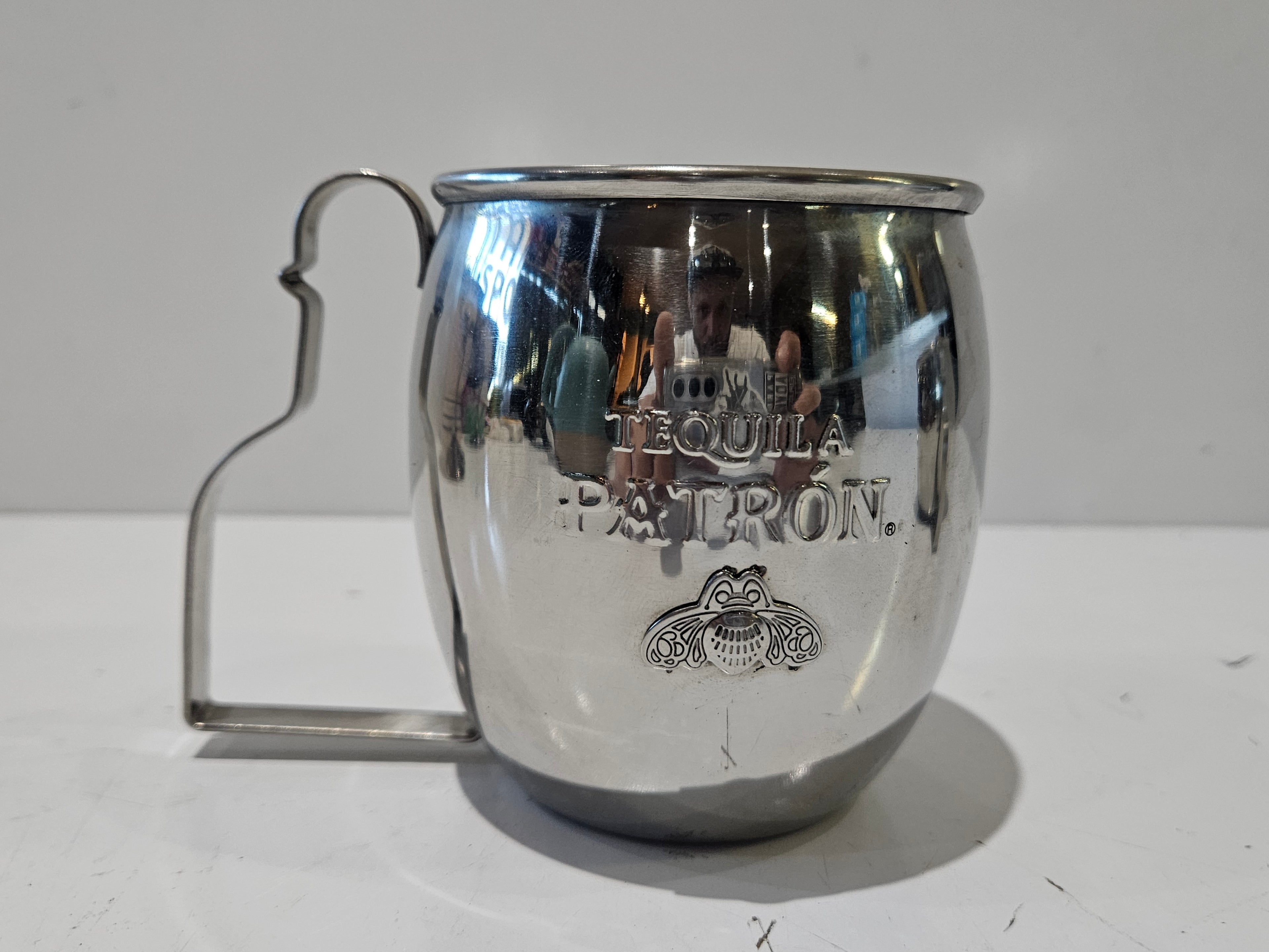 Patrón Tequila Stainless Steel Mule Mug Barware Cocktail Cup Logo Collectible
