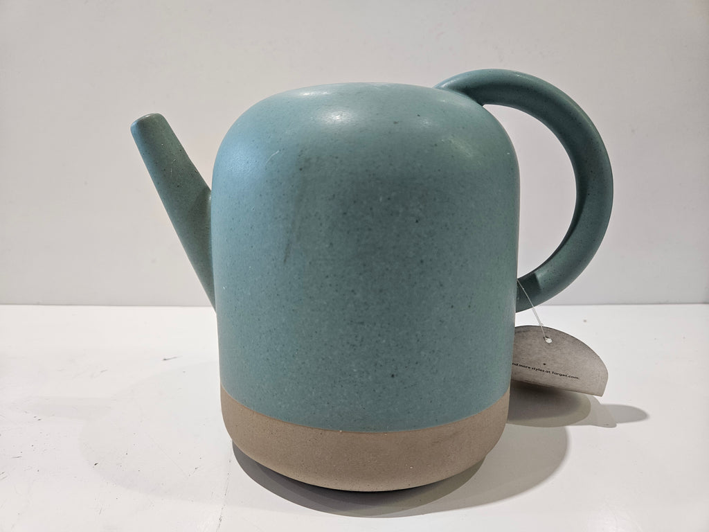 Threshold Modern Stoneware Indoor Watering Can Matte Aqua Blue Ceramic Planter