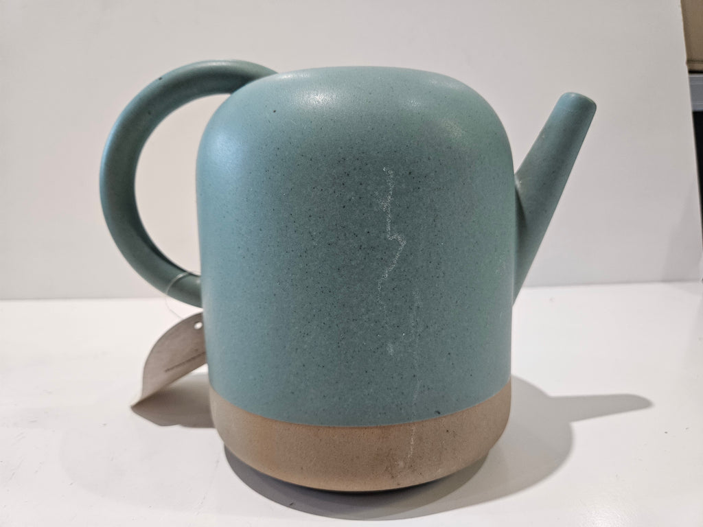 Threshold Modern Stoneware Indoor Watering Can Matte Aqua Blue Ceramic Planter