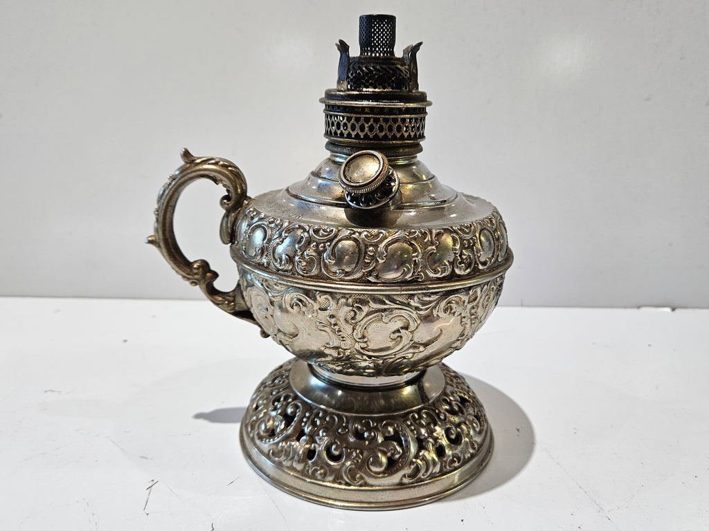 Vintage The New Rochester Jr. Silver Tone Kerosene Oil Finger Lamp Made In U.S.A.