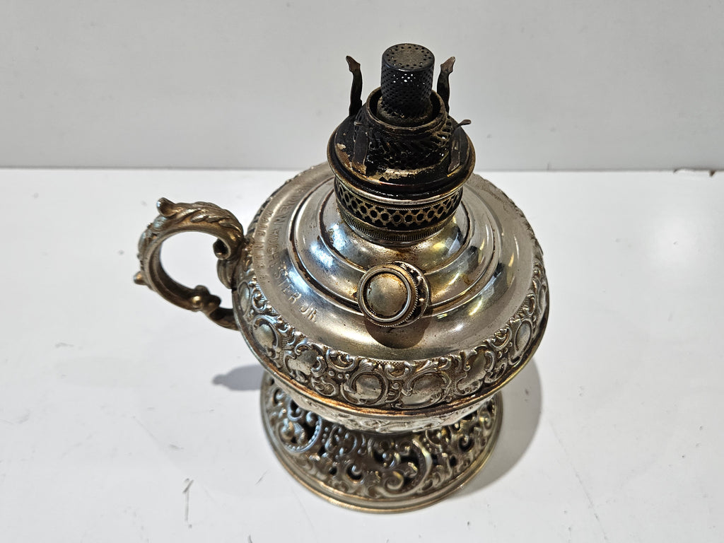 Vintage The New Rochester Jr. Silver Tone Kerosene Oil Finger Lamp Made In U.S.A.