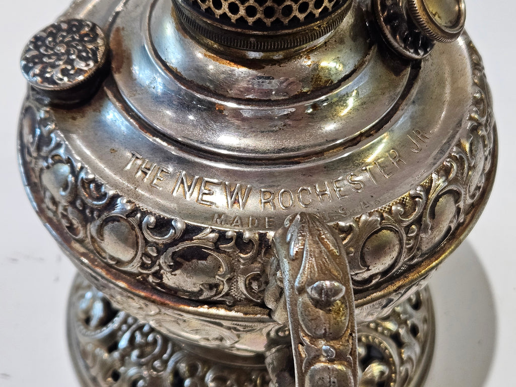Vintage The New Rochester Jr. Silver Tone Kerosene Oil Finger Lamp Made In U.S.A.