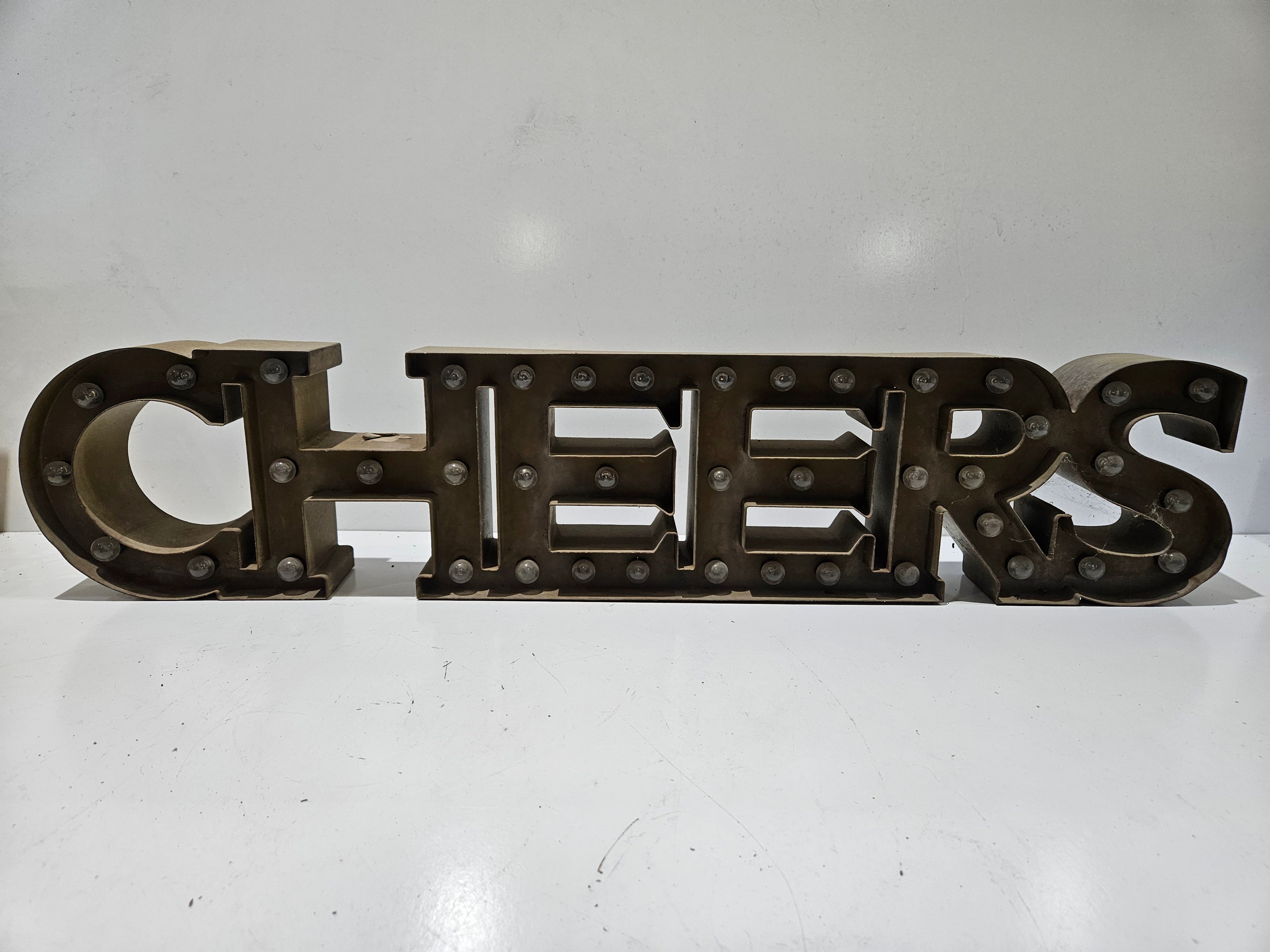 Vintage Cheers Marquee Light Up LED Bar Sign Rustic Industrial Wall Decor
