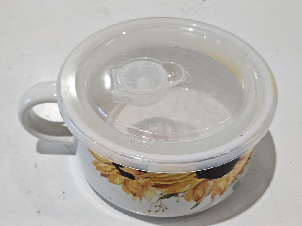 Robert Stanley Sunflower Soup Mug With Vented Lid Ceramic Microwave Bowl Cup