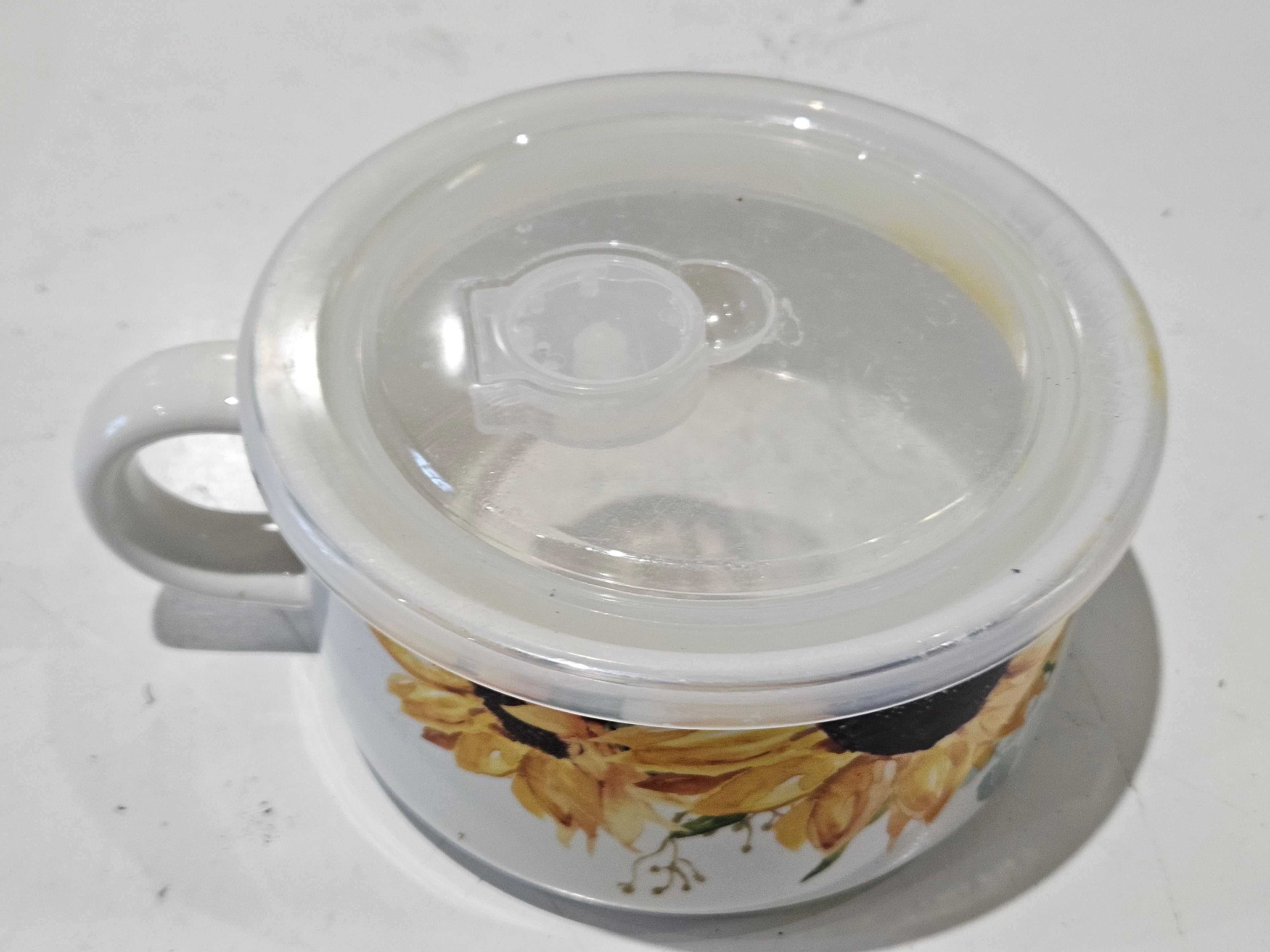 Robert Stanley Sunflower Soup Mug With Vented Lid Ceramic Microwave Bowl Cup