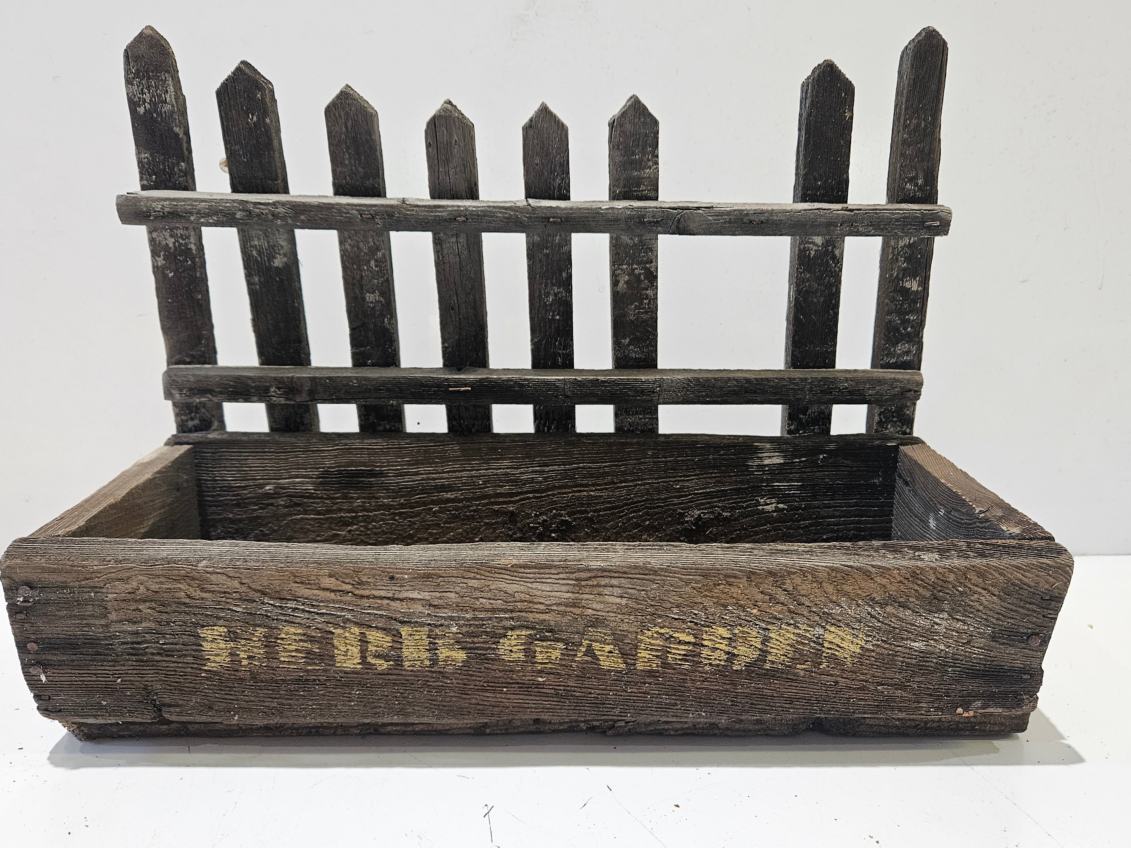 Vintage Rustic Wooden Garden Crate Planter Box Fence Style Primitive Farmhouse Decor