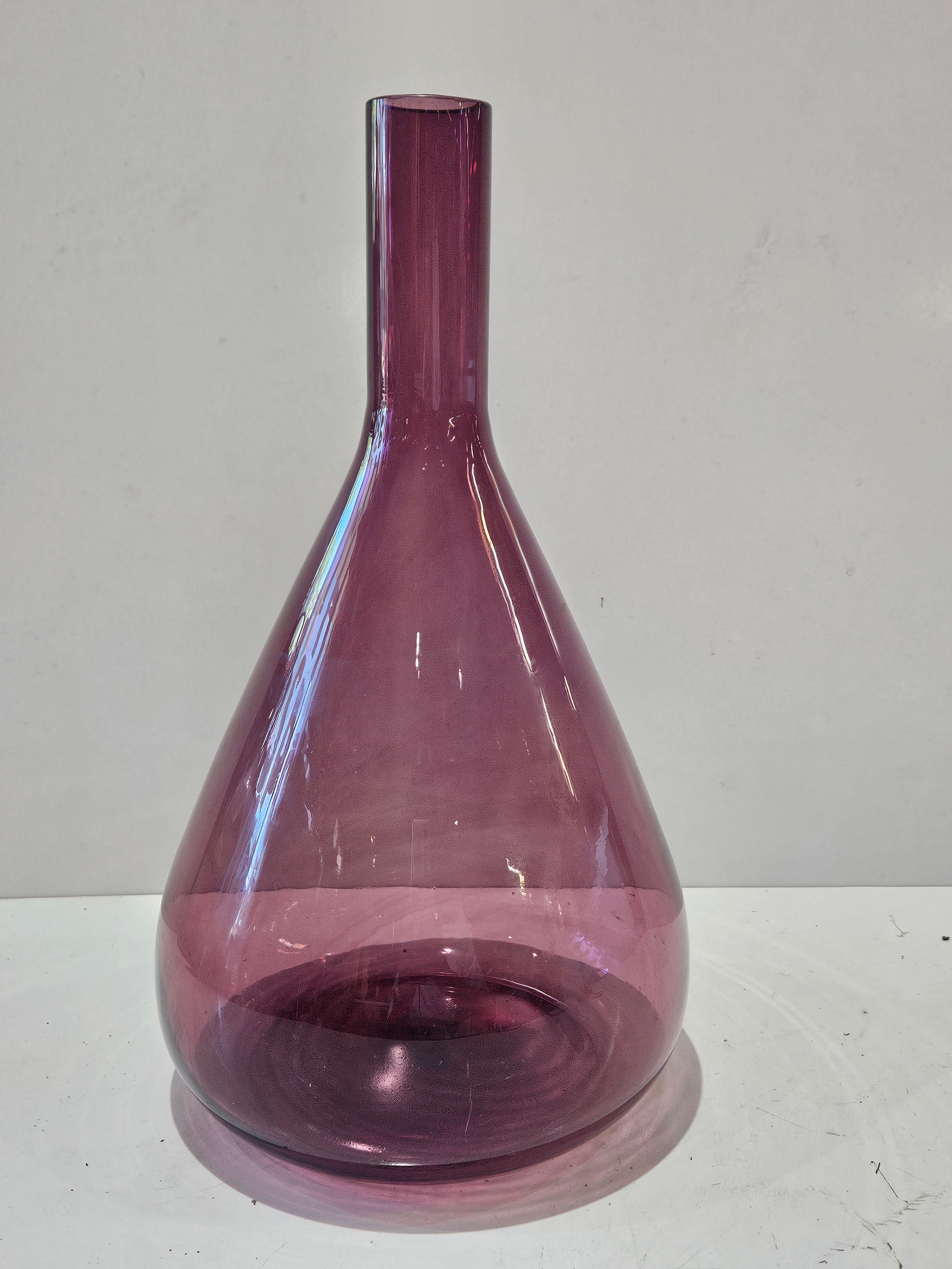 Large Amethyst Purple Art Glass Bottle Vase Modern Decorative Bud Floor Display