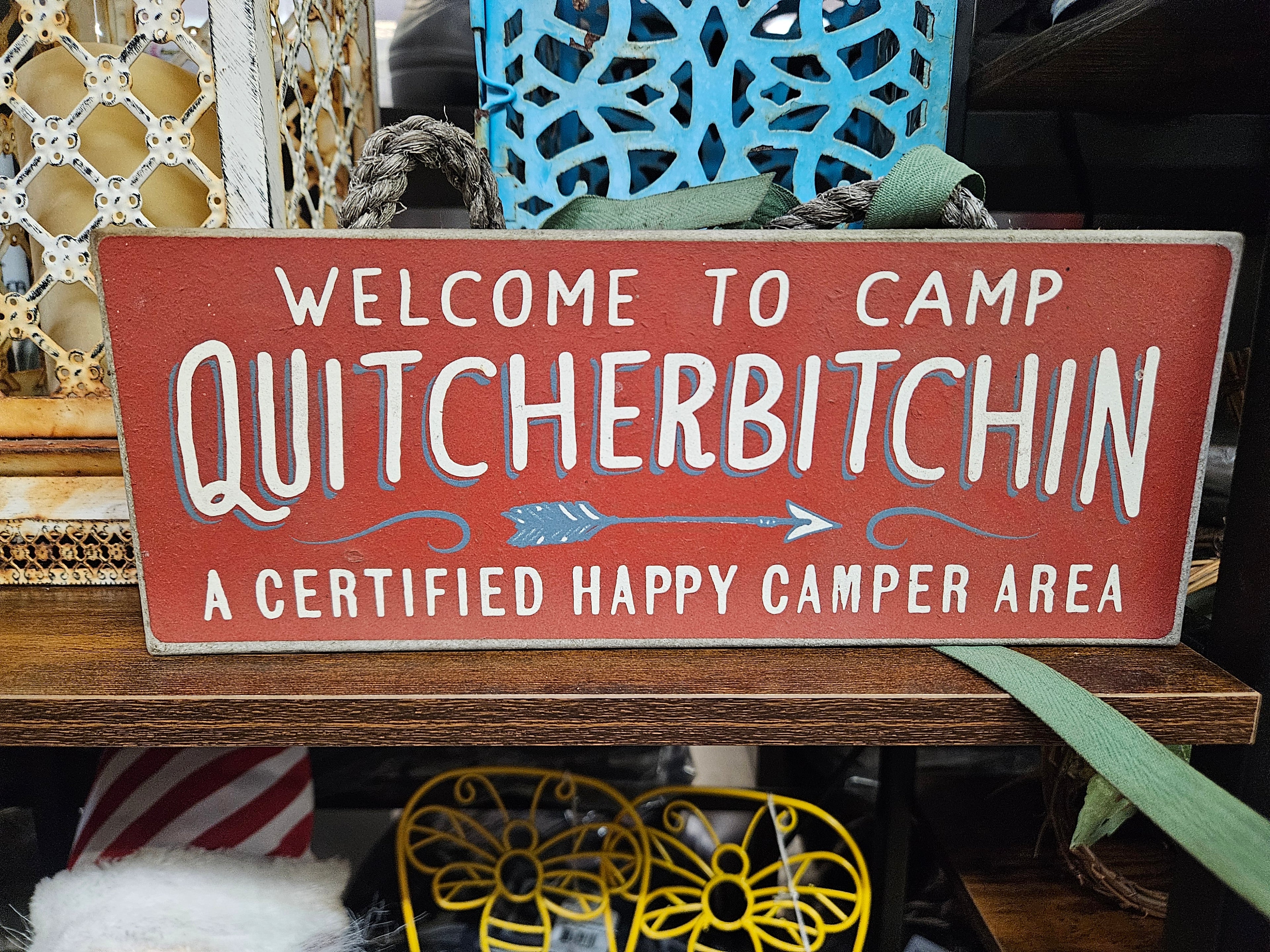 Welcome To Camp Quitcherbitchin Funny Camping Wooden Cabin Wall Decor Sign