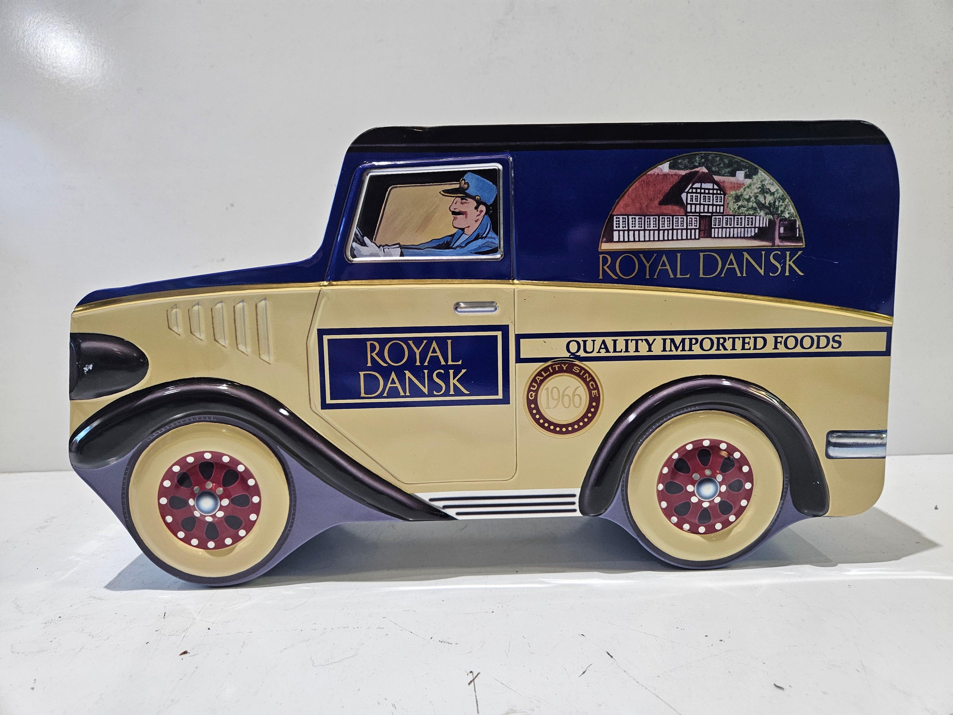 Royal Dansk Vintage Delivery Truck Shaped Cookie Tin Quality Imported Foods Decor