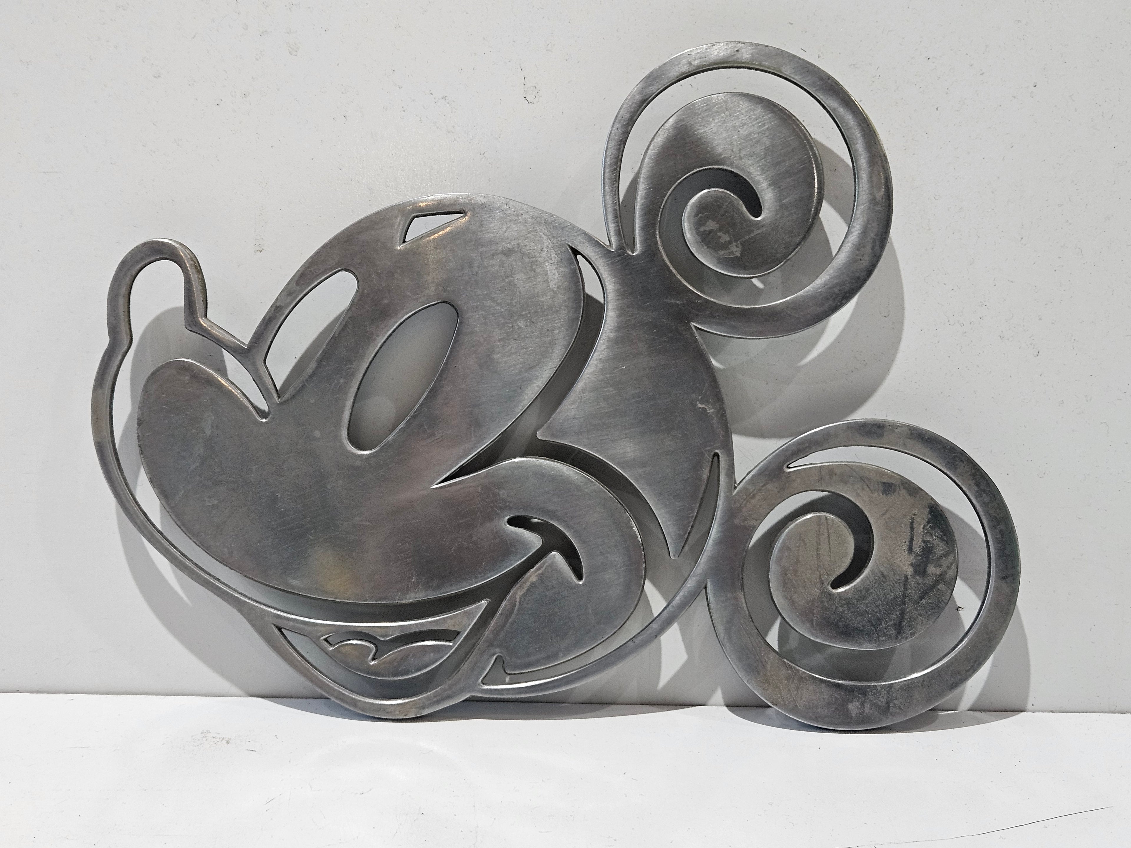 Vintage Abstract Aluminum Modernist Swan Wall Art Sculpture Mid Century Decor