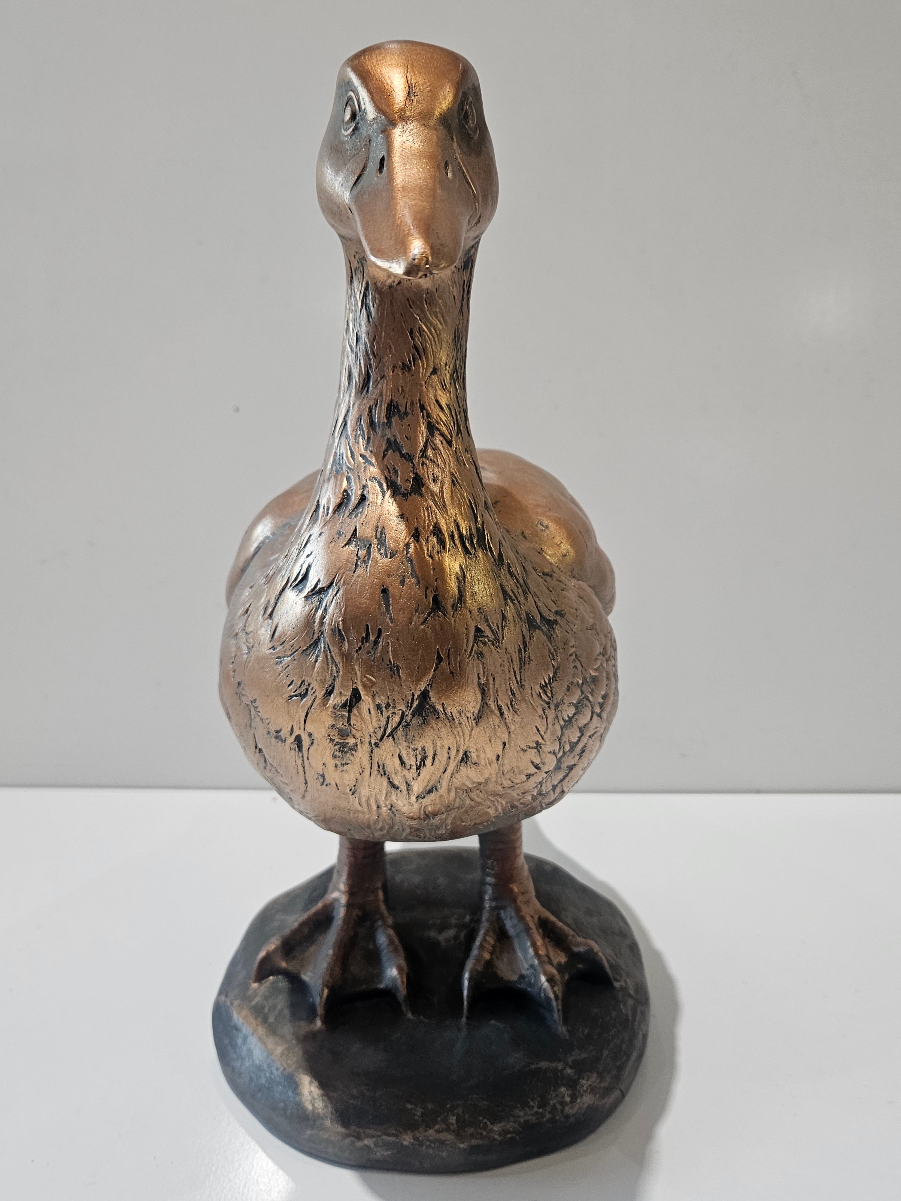 Ceramic Gold Tone Duck Goose Figurine Statue Decorative Waterfowl Home Decor Display