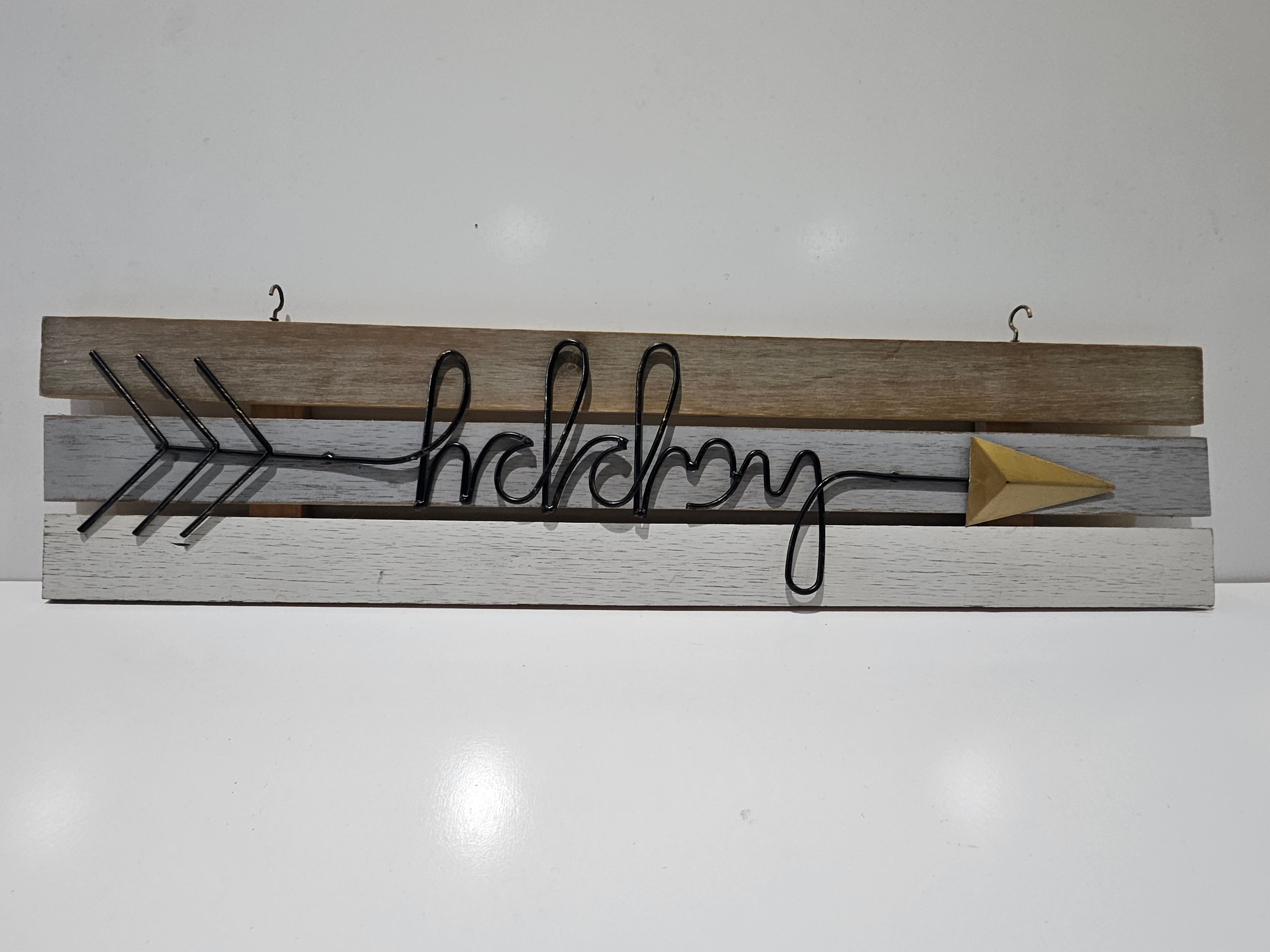 Rustic Wooden Hello Arrow Wall Sign Farmhouse Entryway Hanging Home Decor Plaque