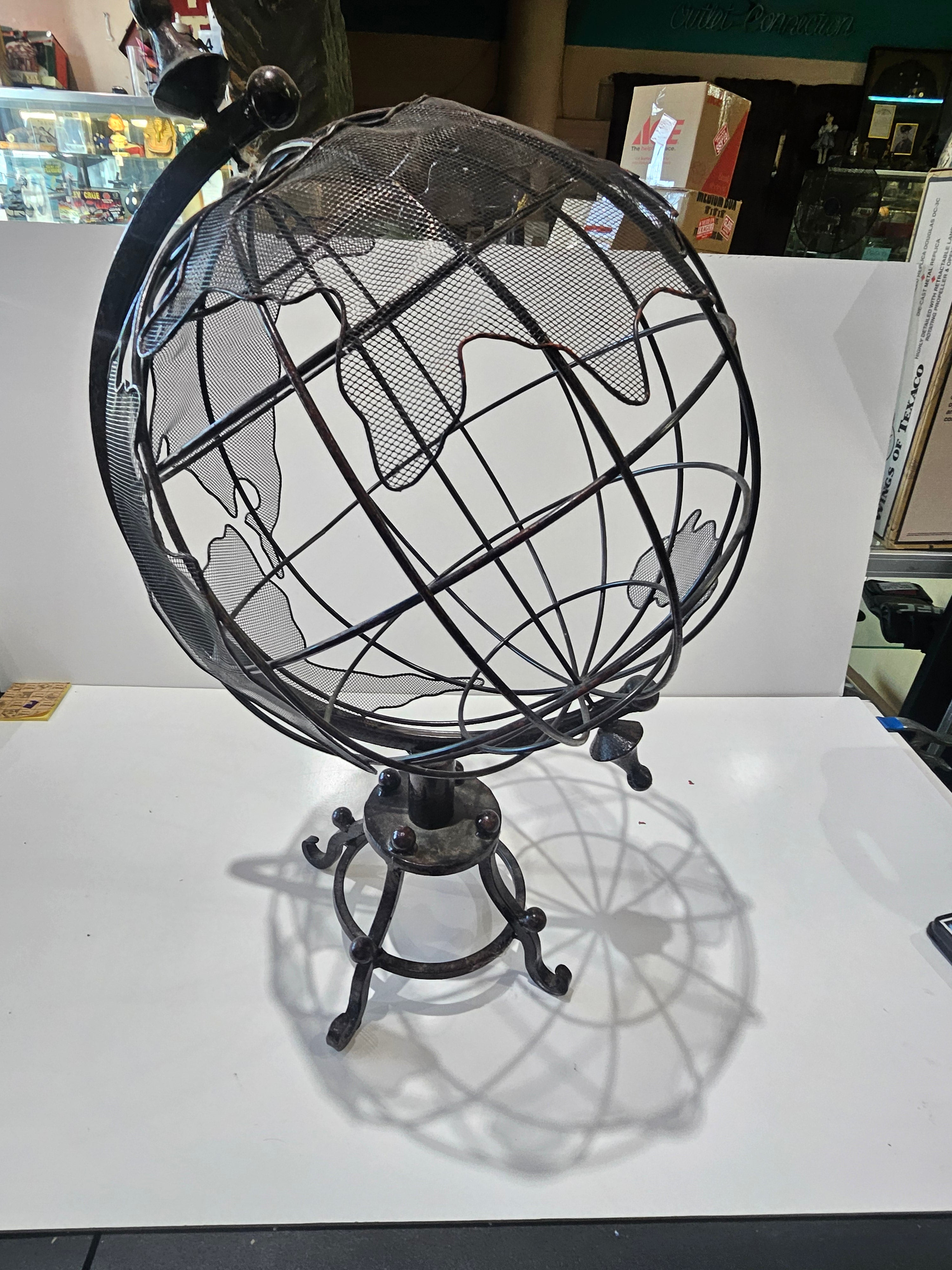 Metal World Globe Wine Cork Holder Decorative Countertop Display Sculpture Bar Decor