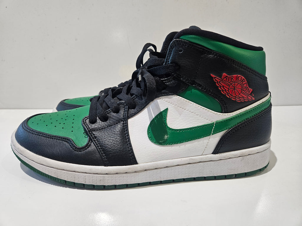 Nike Air Jordan 1 Mid Green Black White Red Men's Size 10.5 554724-067 2019