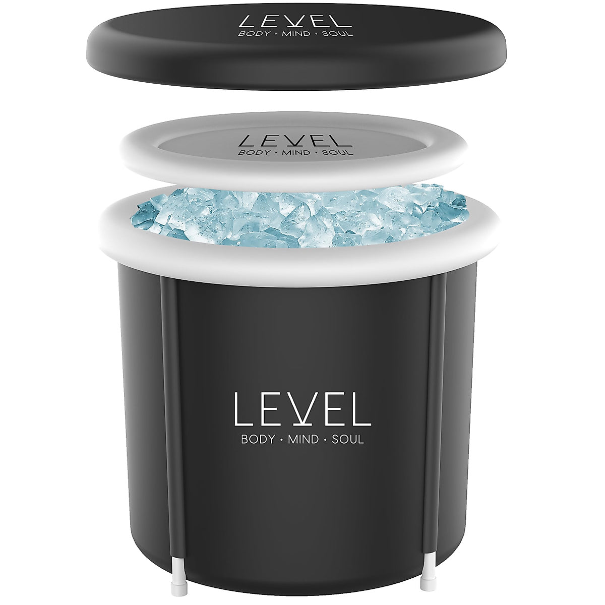 Level Body Mind Soul Portable Ice Bath with Cover 29x29 Inches Cold Therapy Tub for Athletes