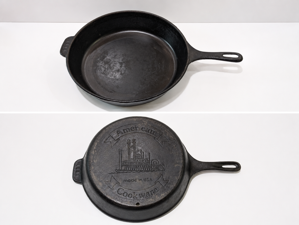 Vintage 1881 American Cookware 12" Cast Iron Skillet Steamboat Logo Made In USA