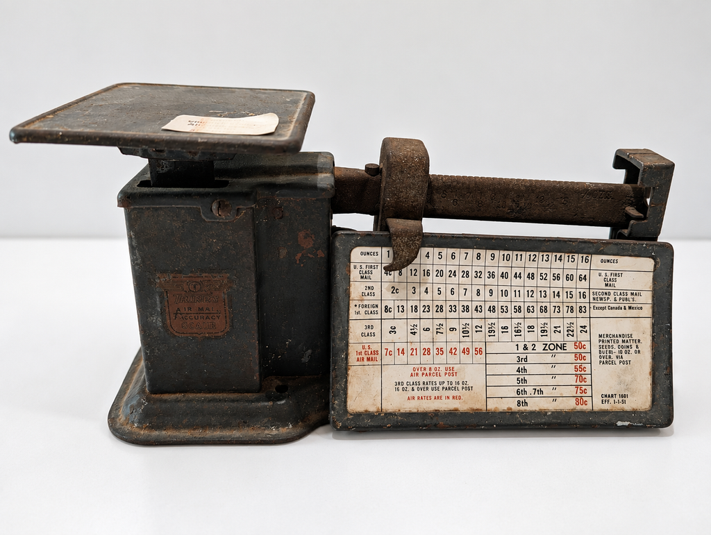 Vintage Detecto Cast Iron Postal Letter Shipping Balance Scale 16 Oz Air Mail USA