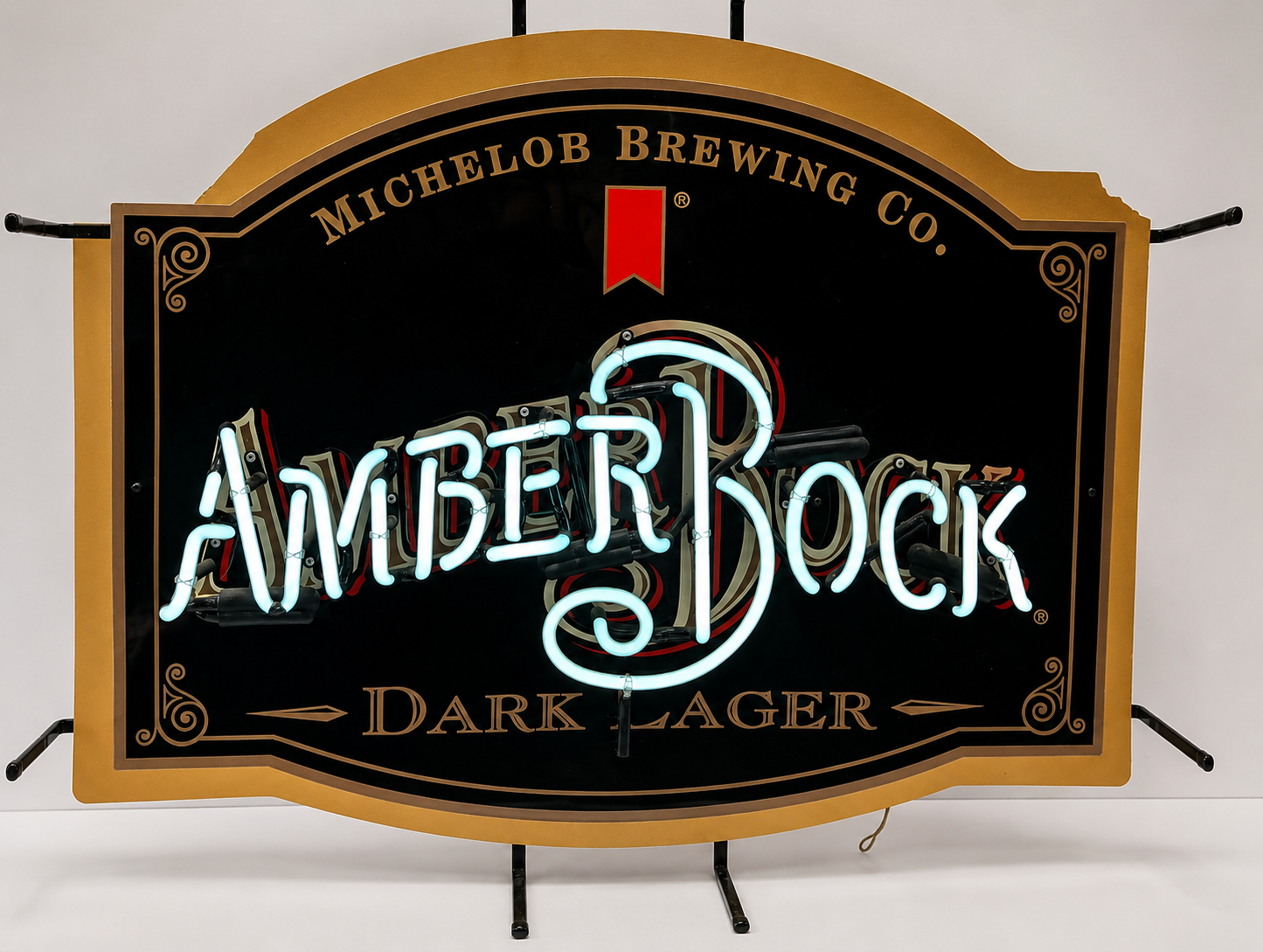 Vintage Michelob Amber Bock Dark Lager Neon Beer Bar Advertising Sign Wall Decor