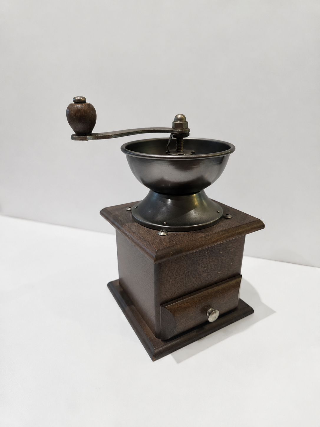 Vintage Wooden Hand Crank Coffee Grinder Mill Drawer Rustic Kitchen Decor Taiwan