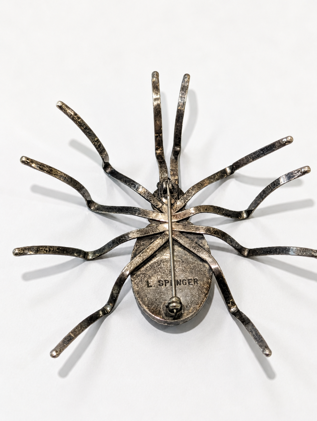 Vintage Navajo Sterling Silver Black Onyx Spider Brooch Pin E Spencer Signed