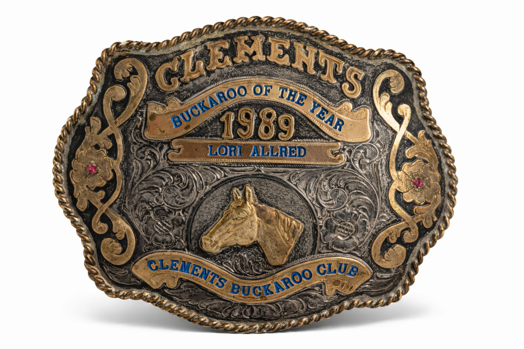 Vintage Western Cowboy Belt Buckle Buck Text Rope Design Rustic Metal Buckle