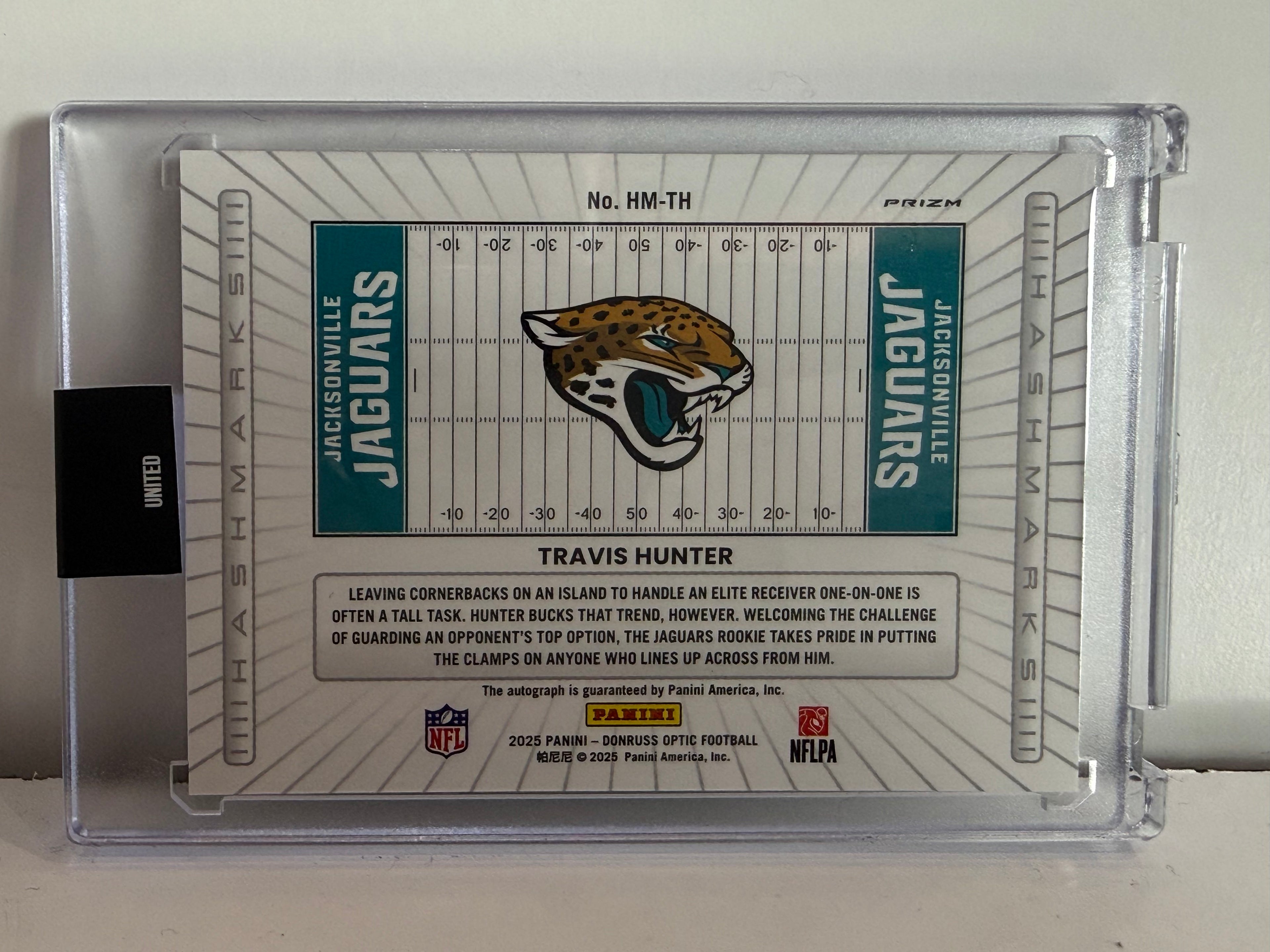 2025 Donruss Optic Travis Hunter Hashmarks #HM-TH Rookie Auto - Jaguars