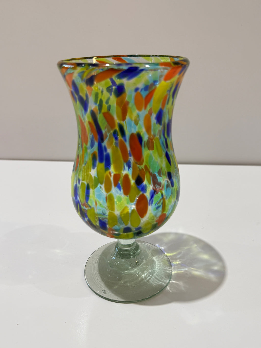 Hand Blown Art Glass Pitcher Multicolor Confetti Spatter Decorative Vase