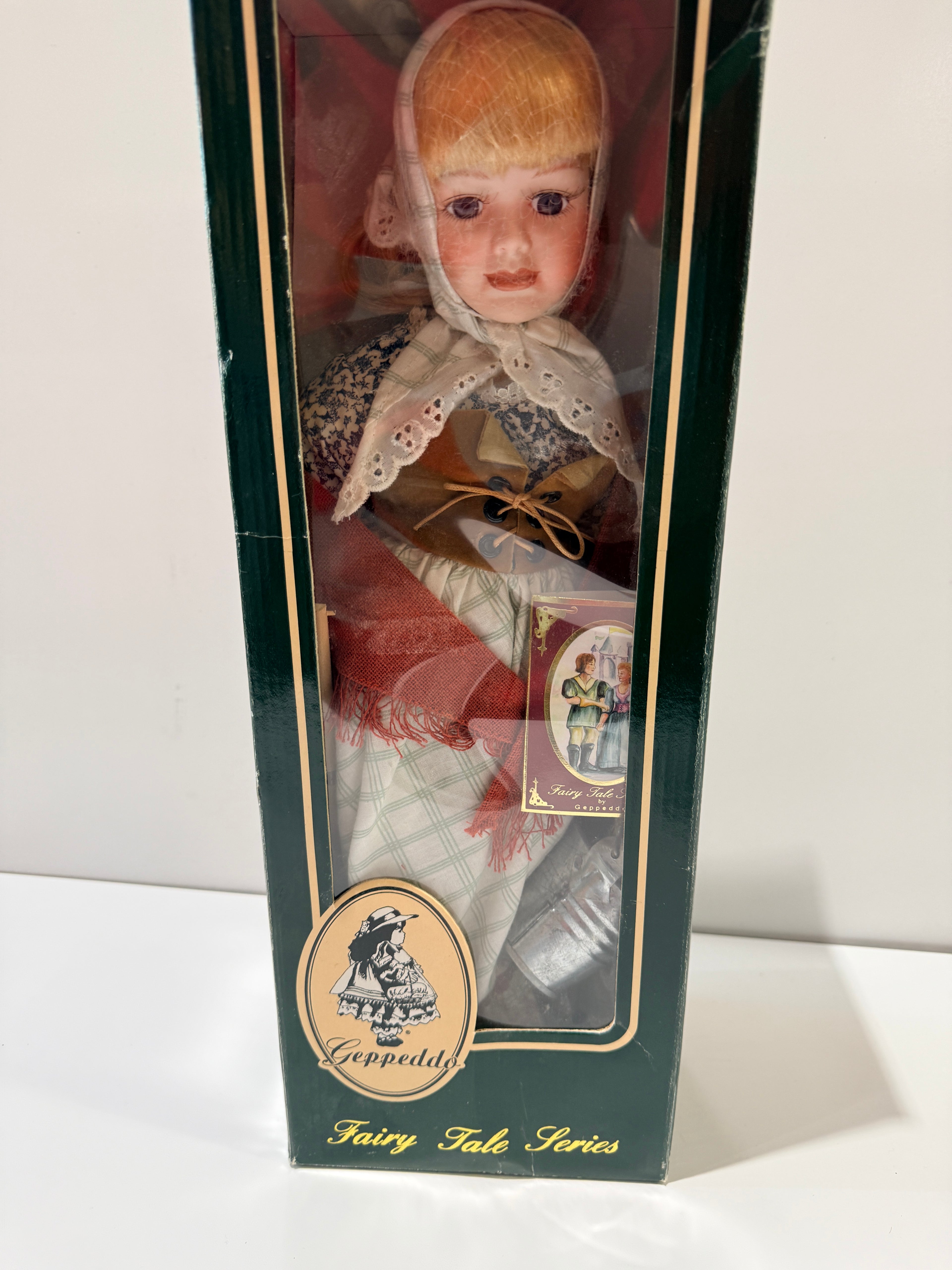 Vintage Geppeddo Fairy Tale Series Porcelain Doll Red Riding Hood Boxed