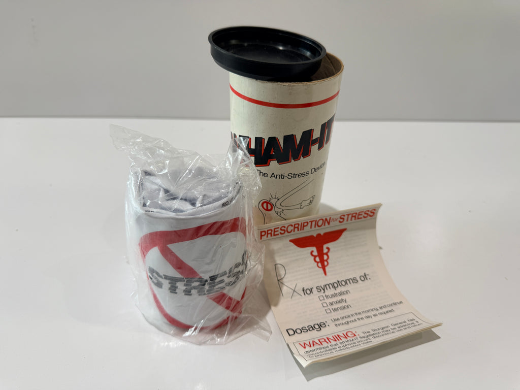 Vintage Wham It Anti Stress Device Therapy In A Can Gag Gift Desk Toy Kit