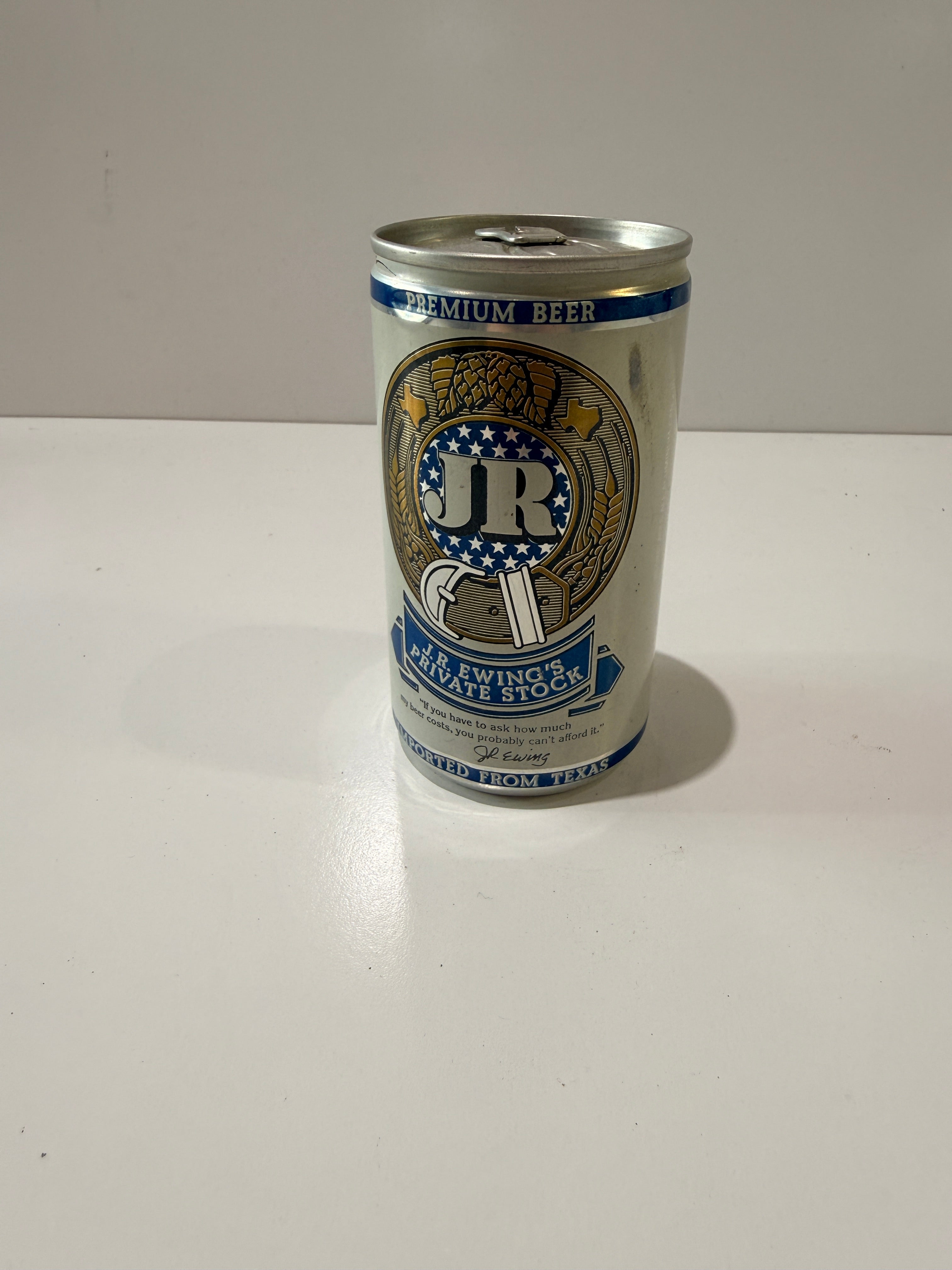 Vintage 1980 JR Ewing Pearl Brewing Private Stock Beer Can Texas Collectible