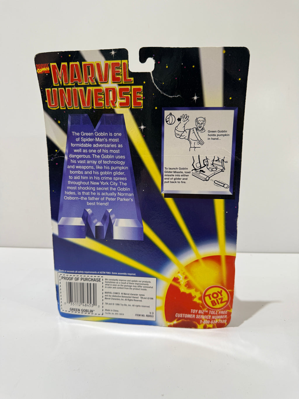 Vintage 1996 Marvel Universe Green Goblin Action Figure Toy Biz Sealed Card