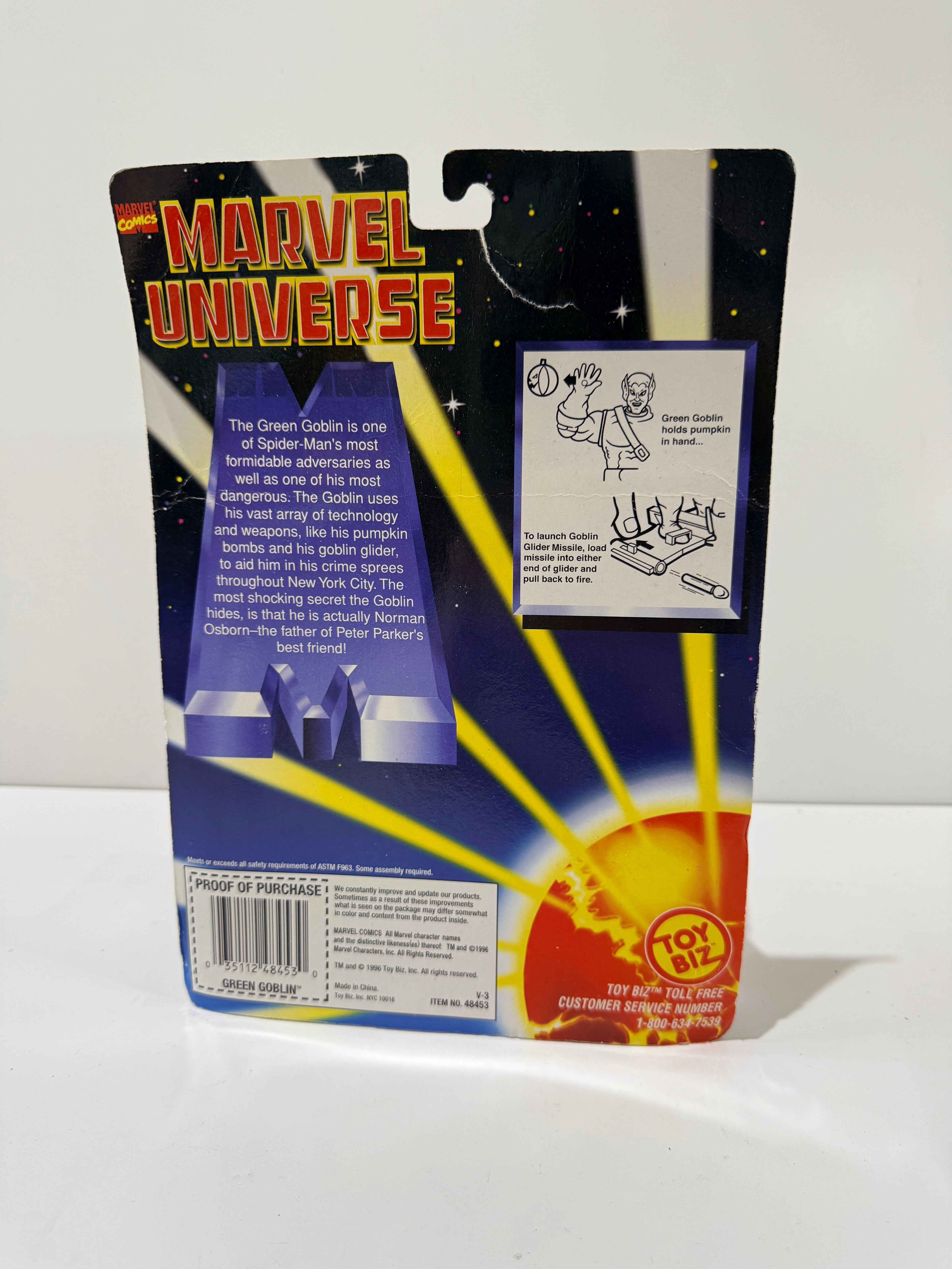 Vintage 1996 Marvel Universe Green Goblin Action Figure Toy Biz Sealed Card
