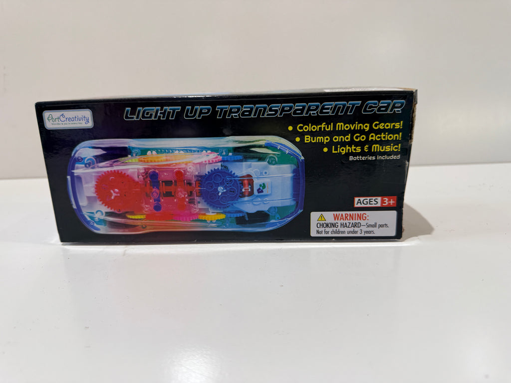 Light Up Transparent Gear Toy Car Bump And Go Lights Music Kids Toy