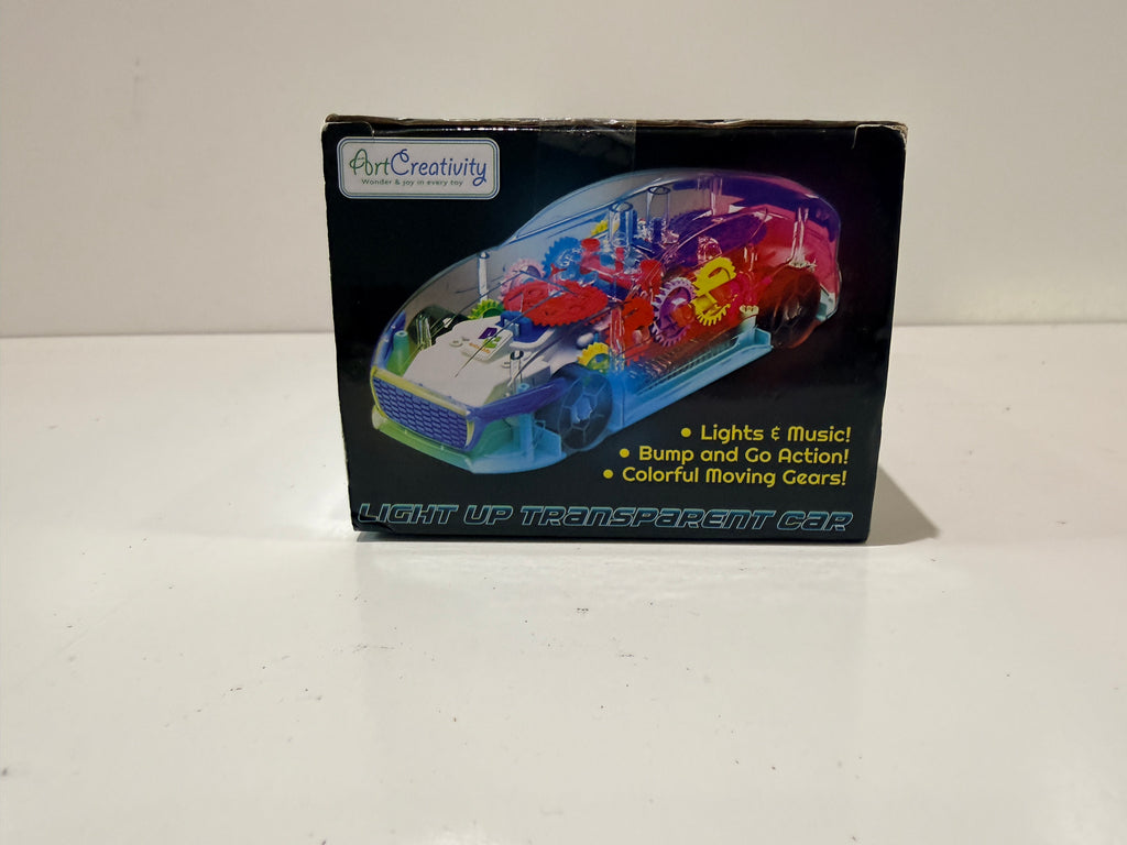 Light Up Transparent Gear Toy Car Bump And Go Lights Music Kids Toy