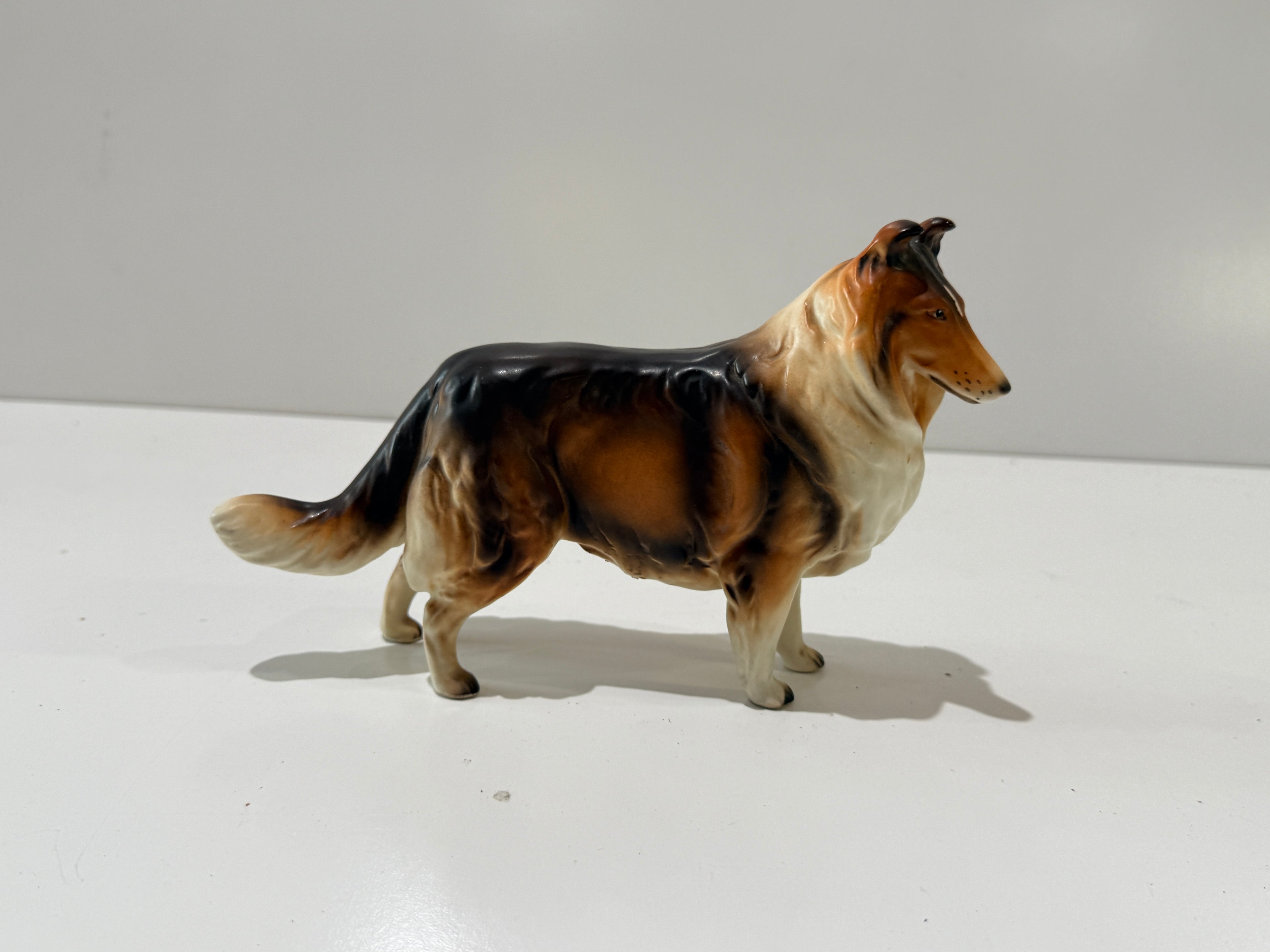 Vintage Porcelain Collie Dog Figurine Hand Painted Japan H7328 Collectible