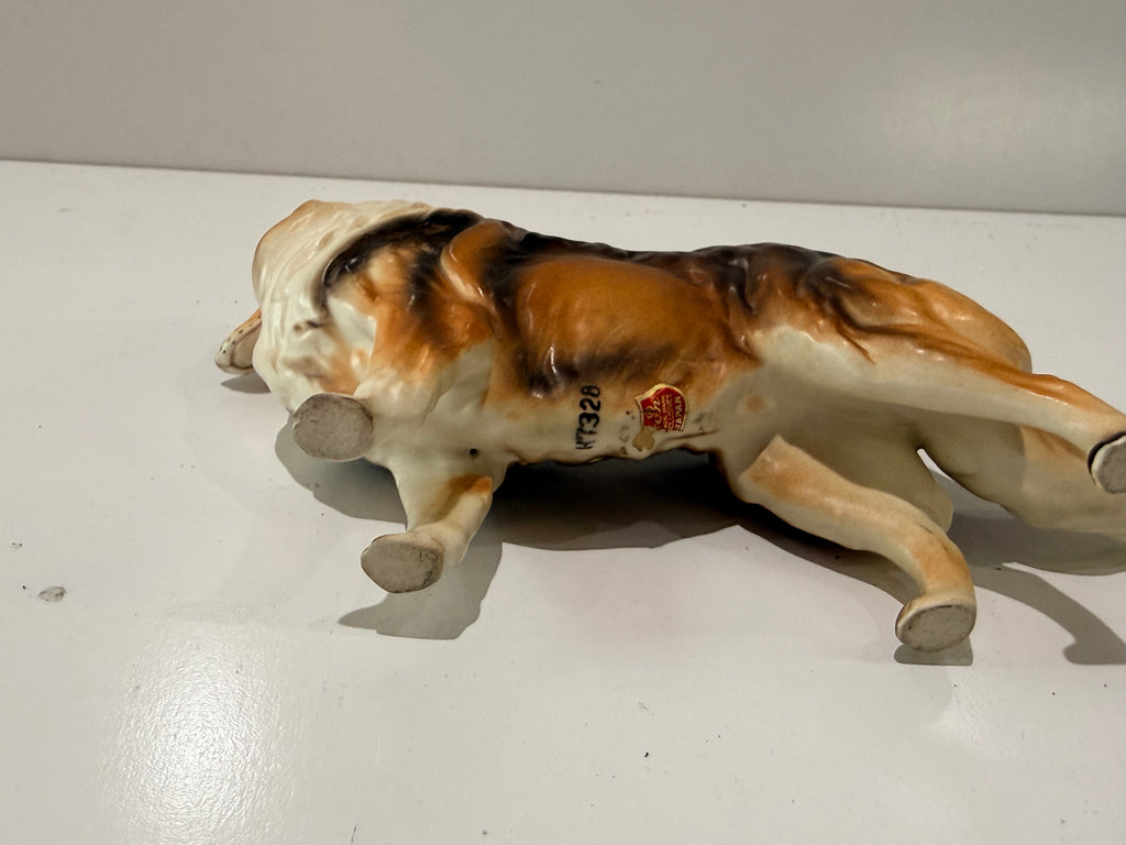 Vintage Porcelain Collie Dog Figurine Hand Painted Japan H7328 Collectible