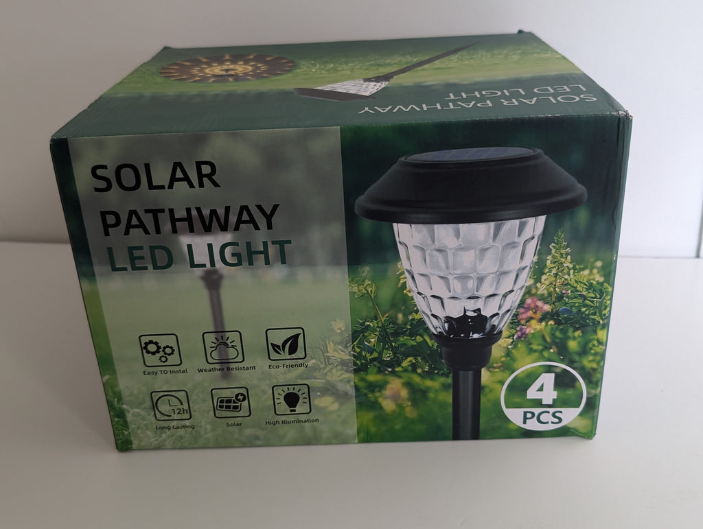 4-Pack Solar LED Pathway Lights Weather Resistant Outdoor Garden Lighting