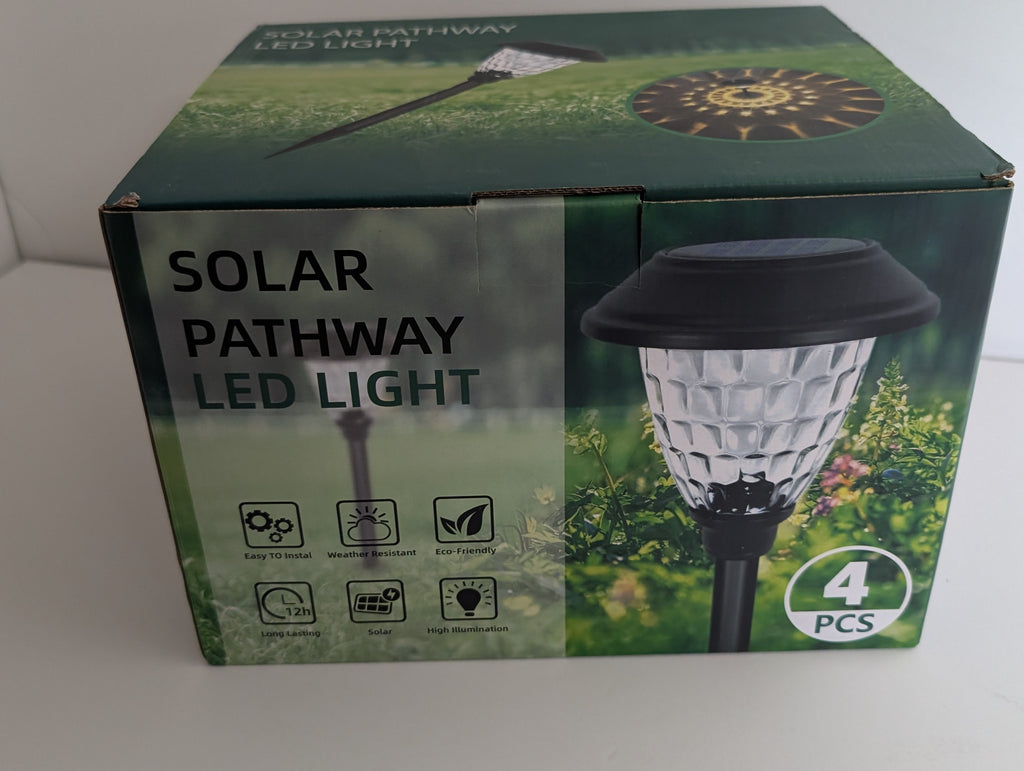 4-Pack Solar LED Pathway Lights Weather Resistant Outdoor Garden Lighting