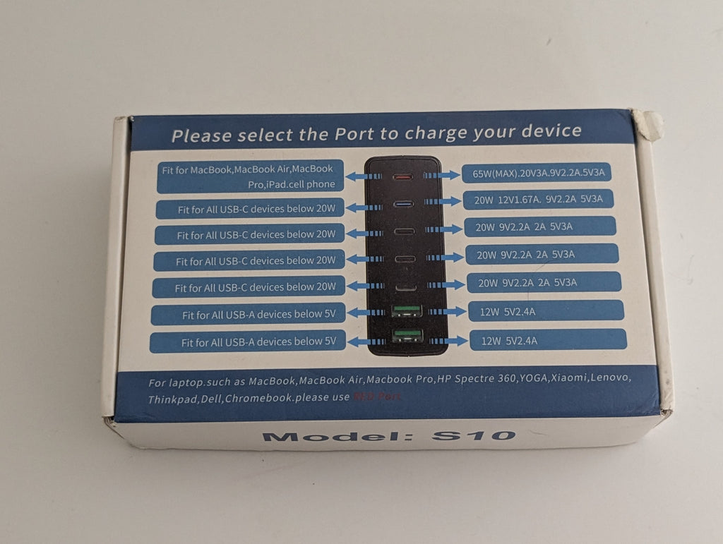 S10 170W Multi-Port USB-C Fast Charger Hub with 65W Laptop Charging Station