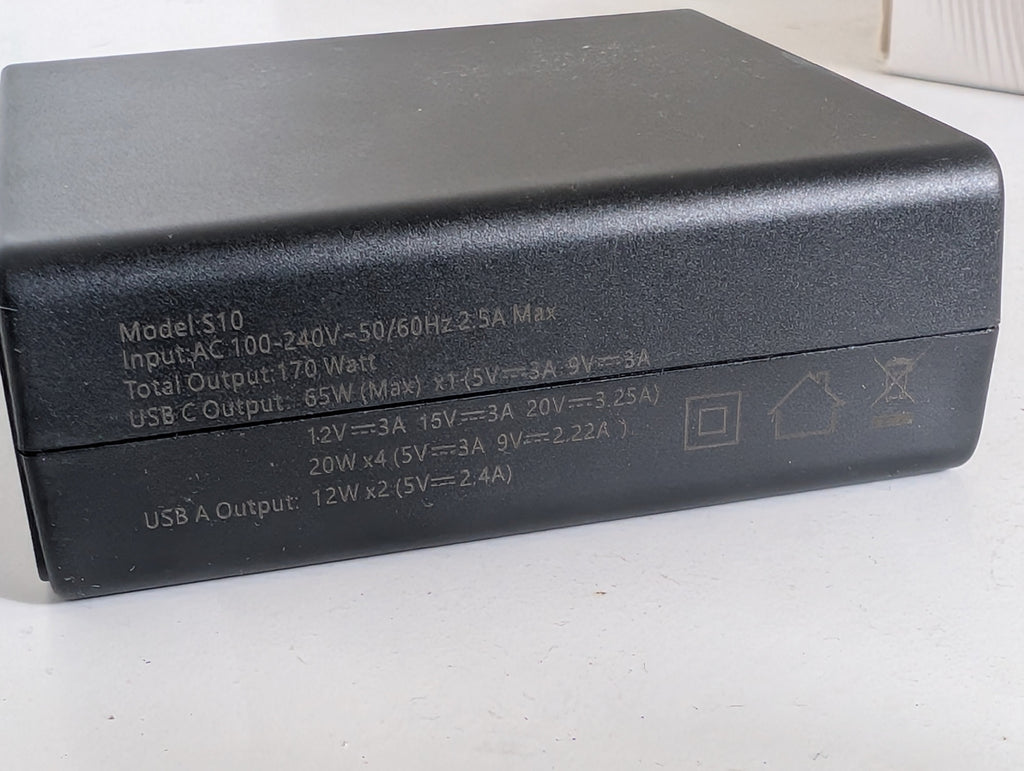 S10 170W Multi-Port USB-C Fast Charger Hub with 65W Laptop Charging Station