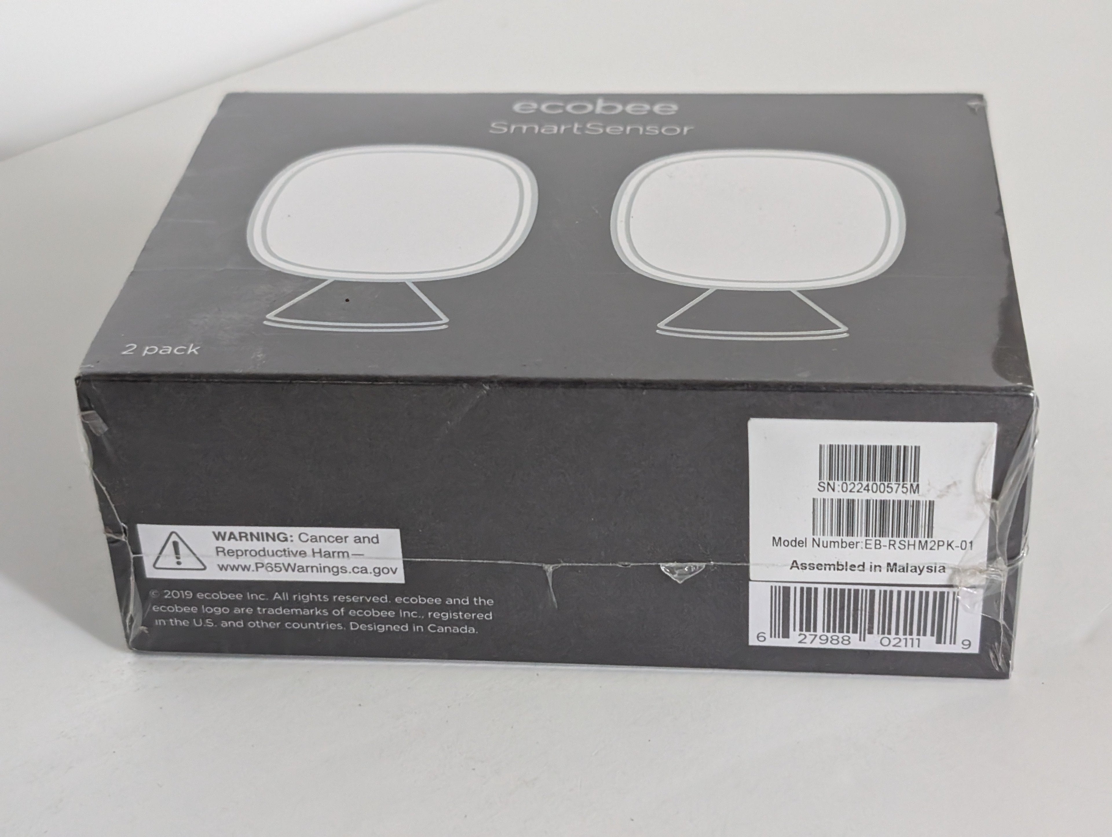 Ecobee SmartSensor 2-Pack Wireless Temperature Motion Sensors for Smart Thermostats