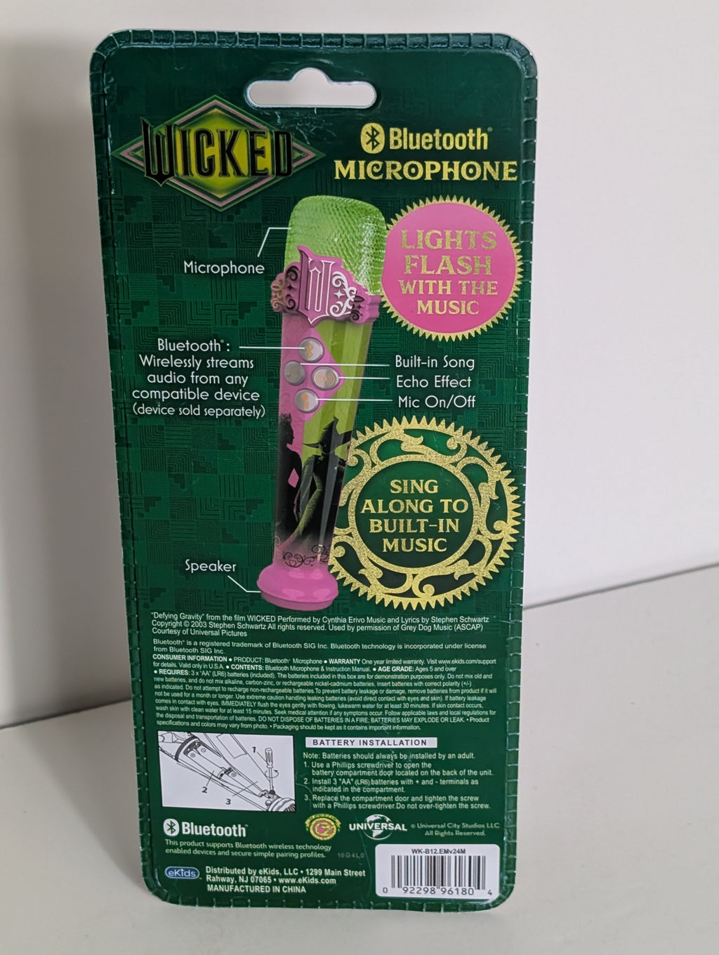 Wicked The Musical Bluetooth Microphone Sing-Along Toy with Lights and Music