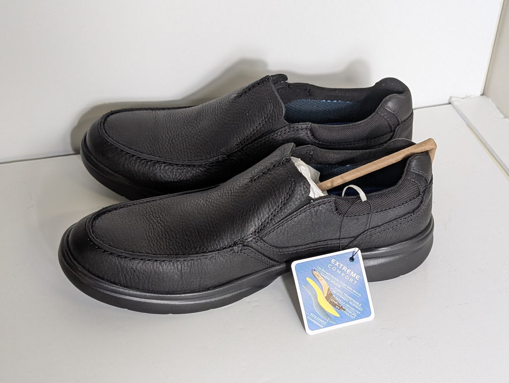 Clarks Collection CK Bradley Free Black Leather Slip-On Shoes Men’s Size 11W NIB