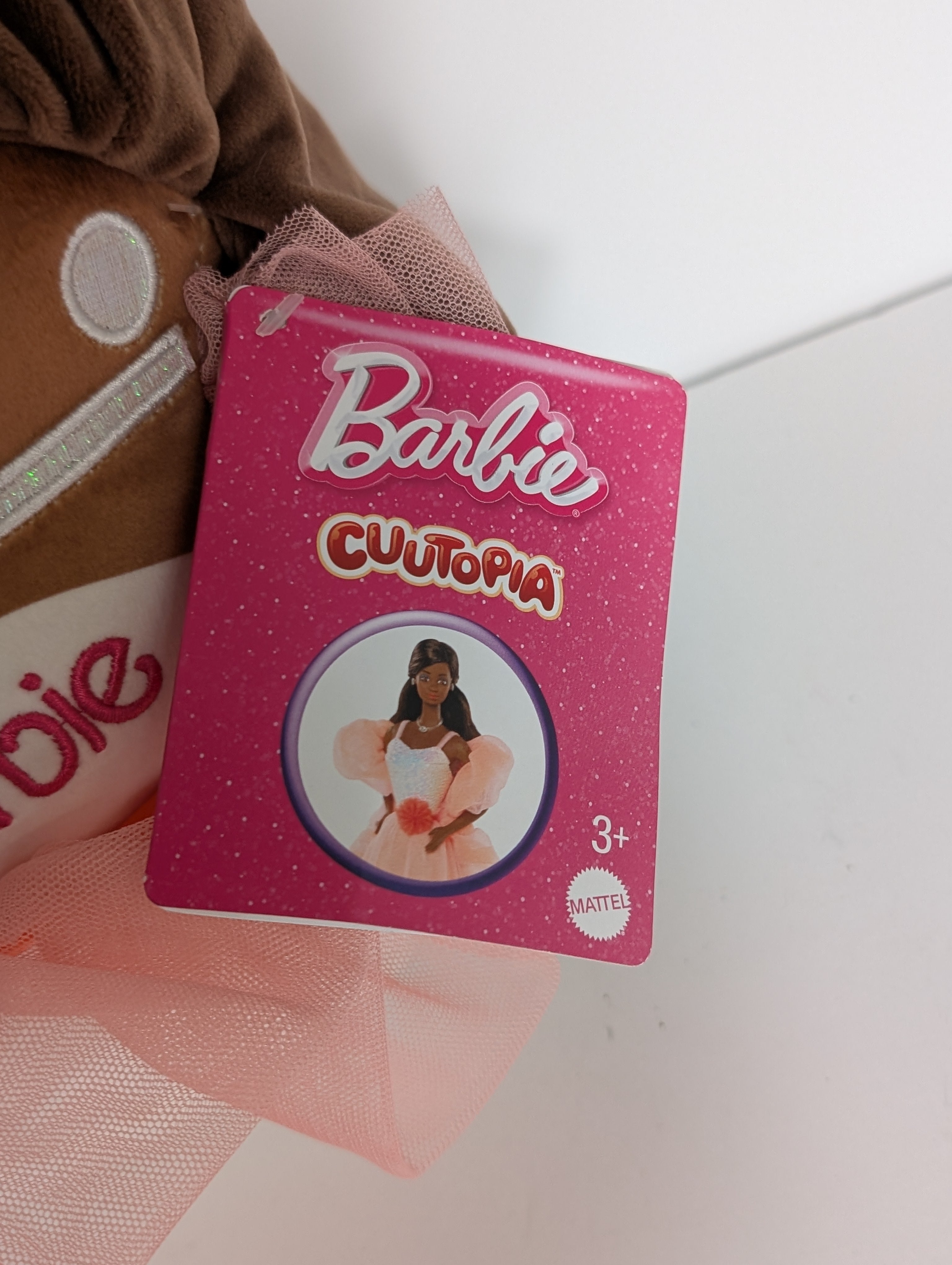 Barbie Cutopia Plush Doll – Brown Hair Pink Tulle Dress by Mattel NWT